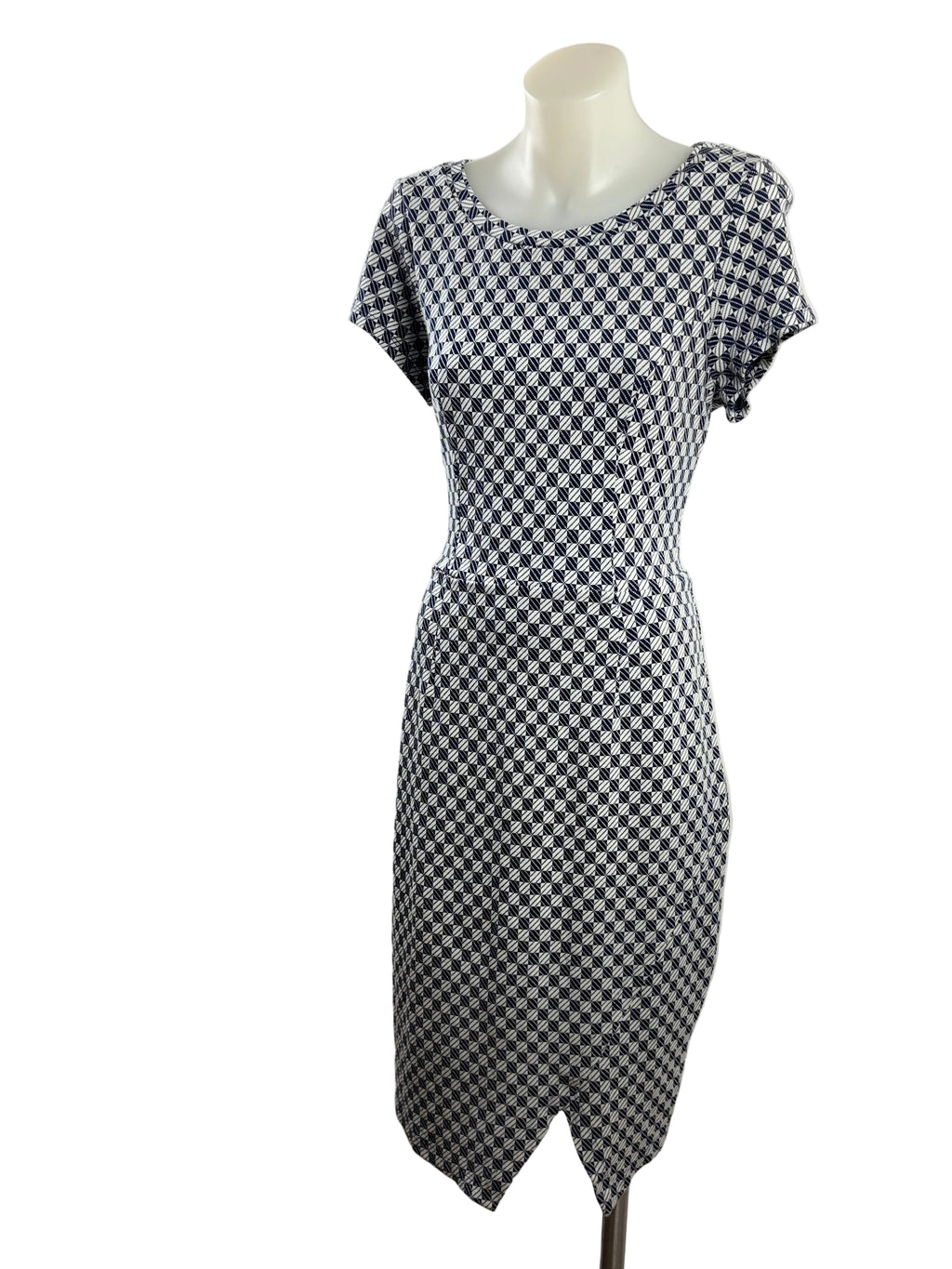 Metalicus | Geometric Print Midi Dress | Navy & White | One Size
