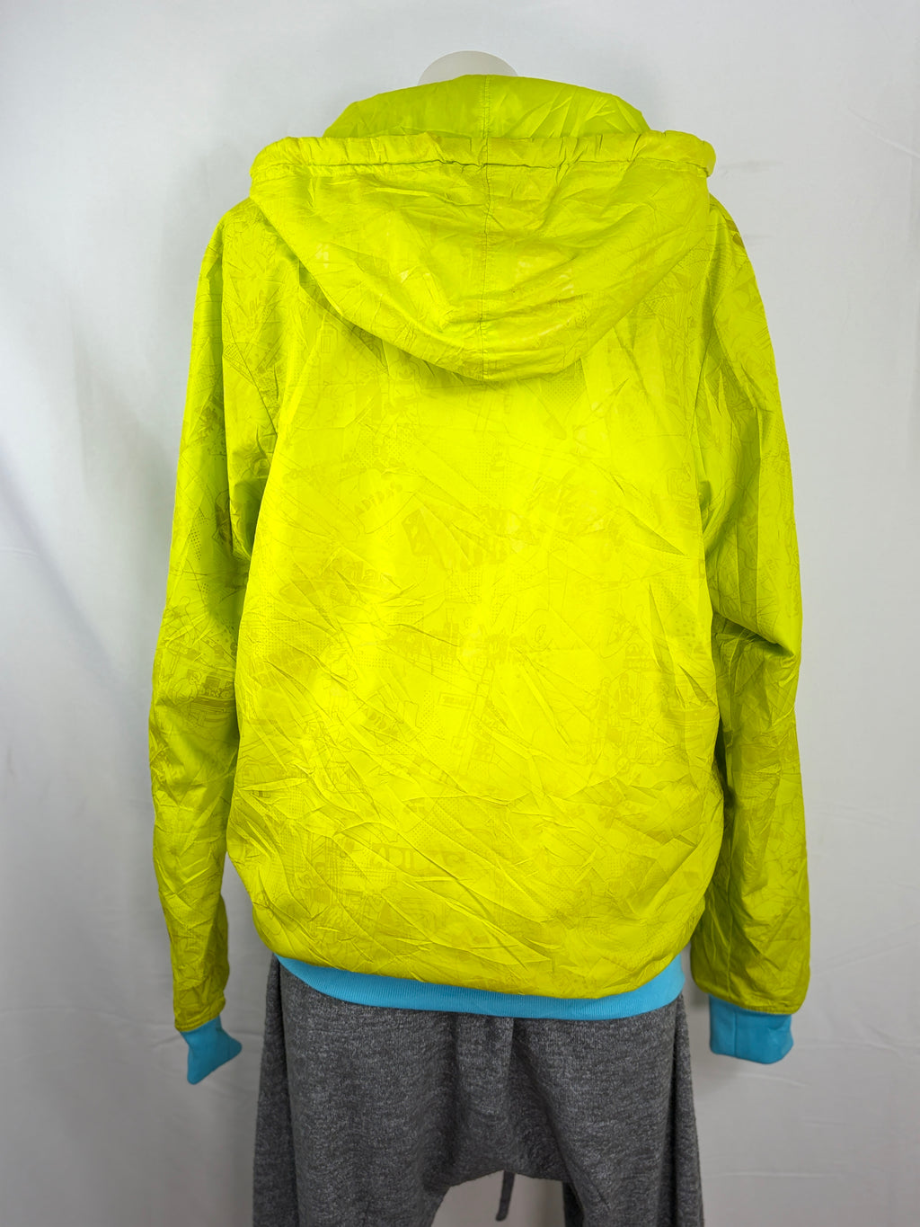 Adidas | Reversible Colourblock Hooded Windbreaker | Lime, Sky Blue & Red | Size M