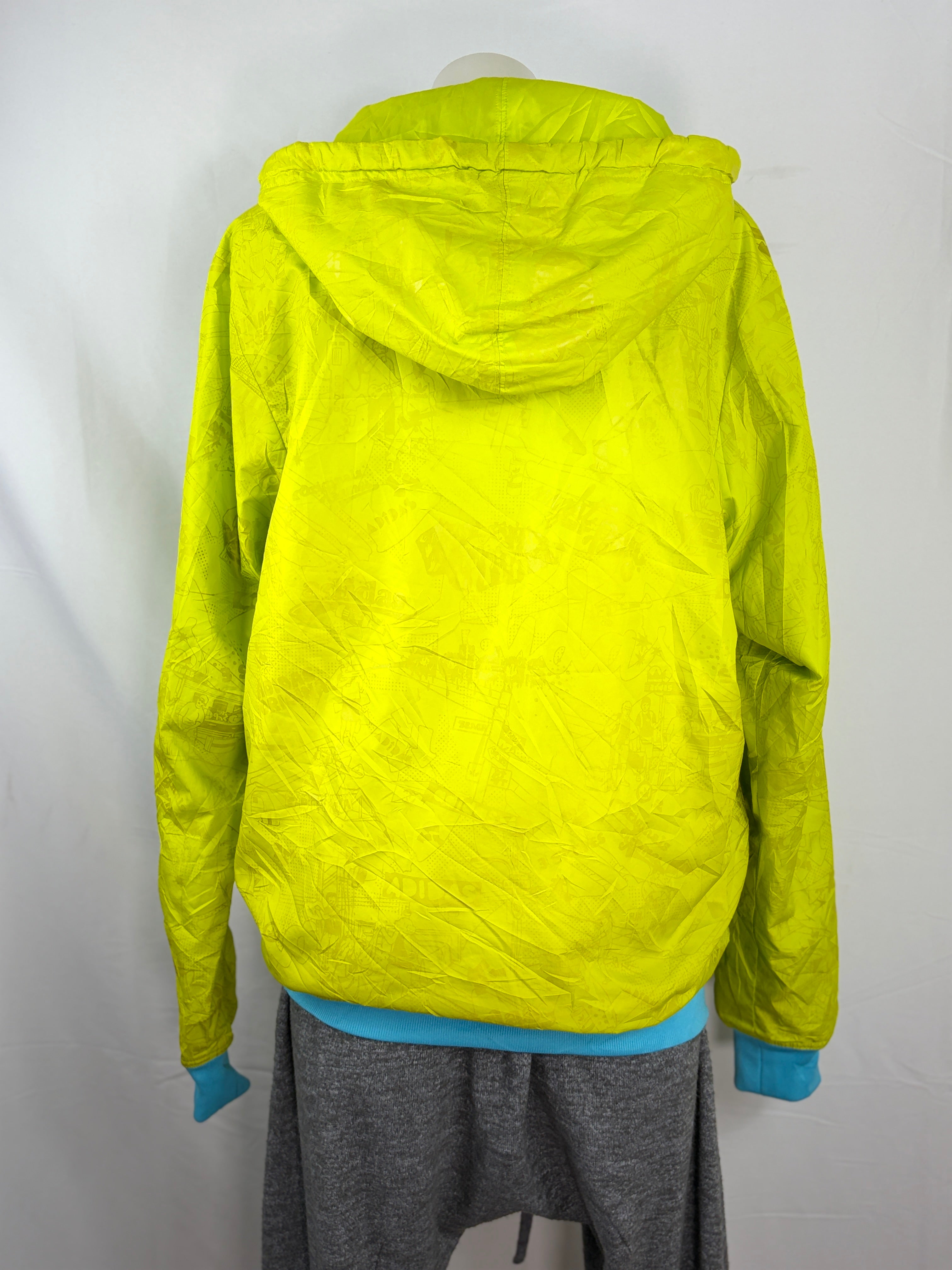 Adidas | Reversible Colourblock Hooded Windbreaker | Lime, Sky Blue & Red | Size M