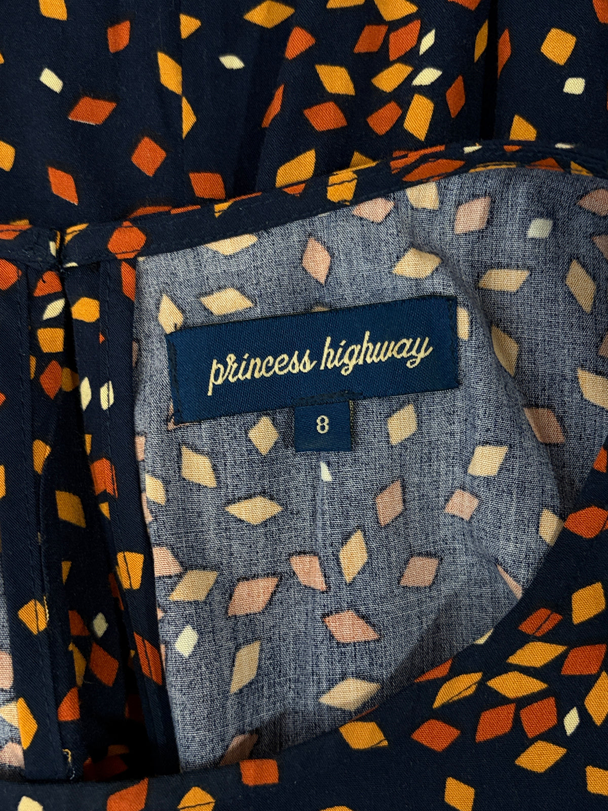 Princess Highway Confetti Print Fit-and-Flare Midi Dress in navy – view 6 of 6