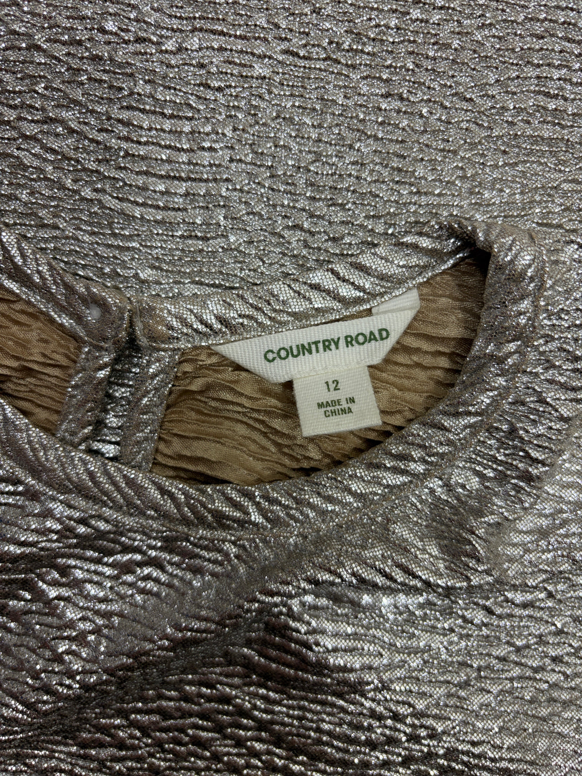 Country Road Textured Metallic Long Sleeve Top in gold – view 5 of 5