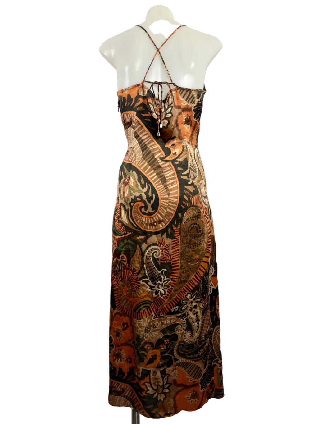 Zara | Paisley Print Maxi Dress | Twist-Front Detail | Size XS