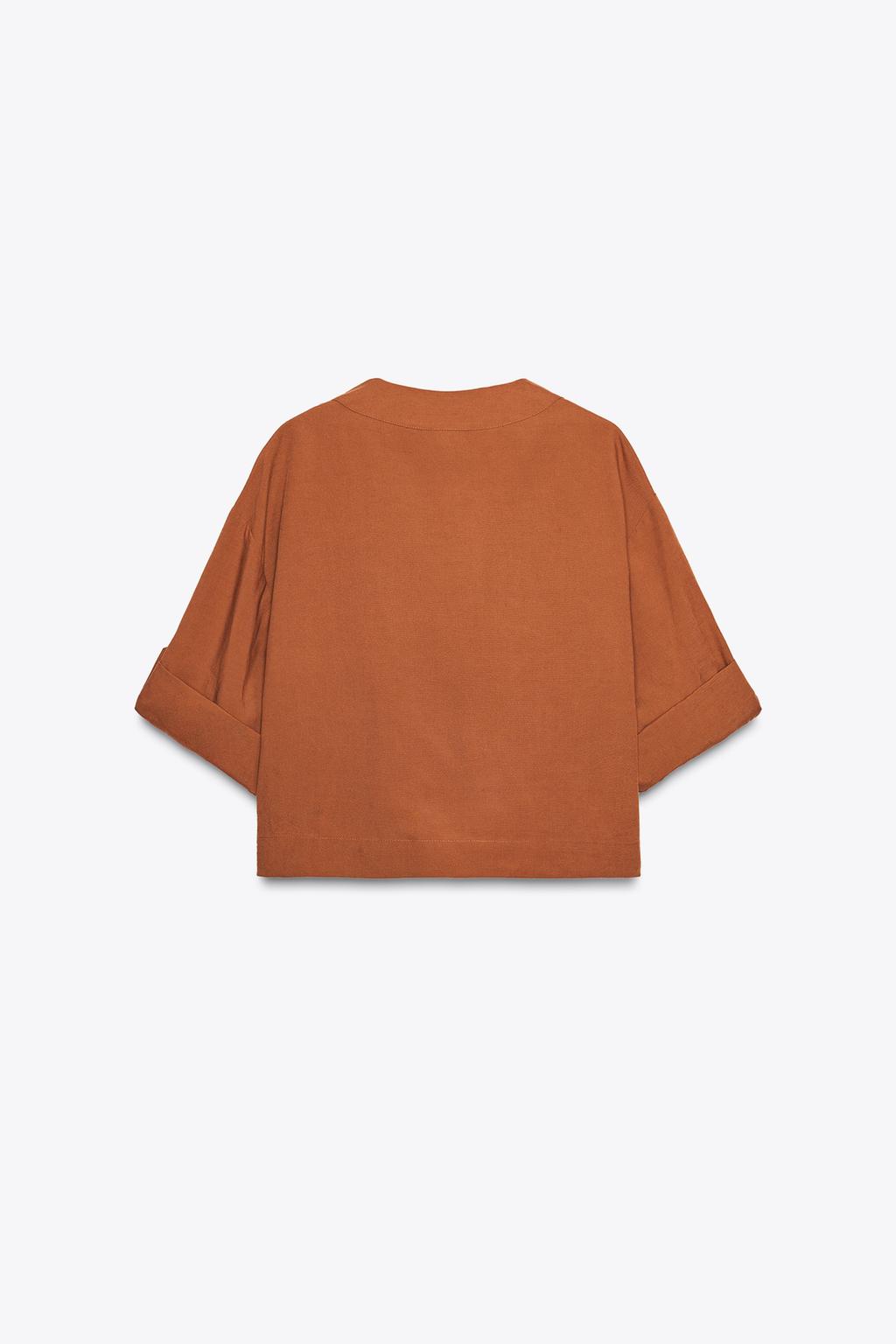 Zara | Cropped V-Neck Jacket | Rust | Size M