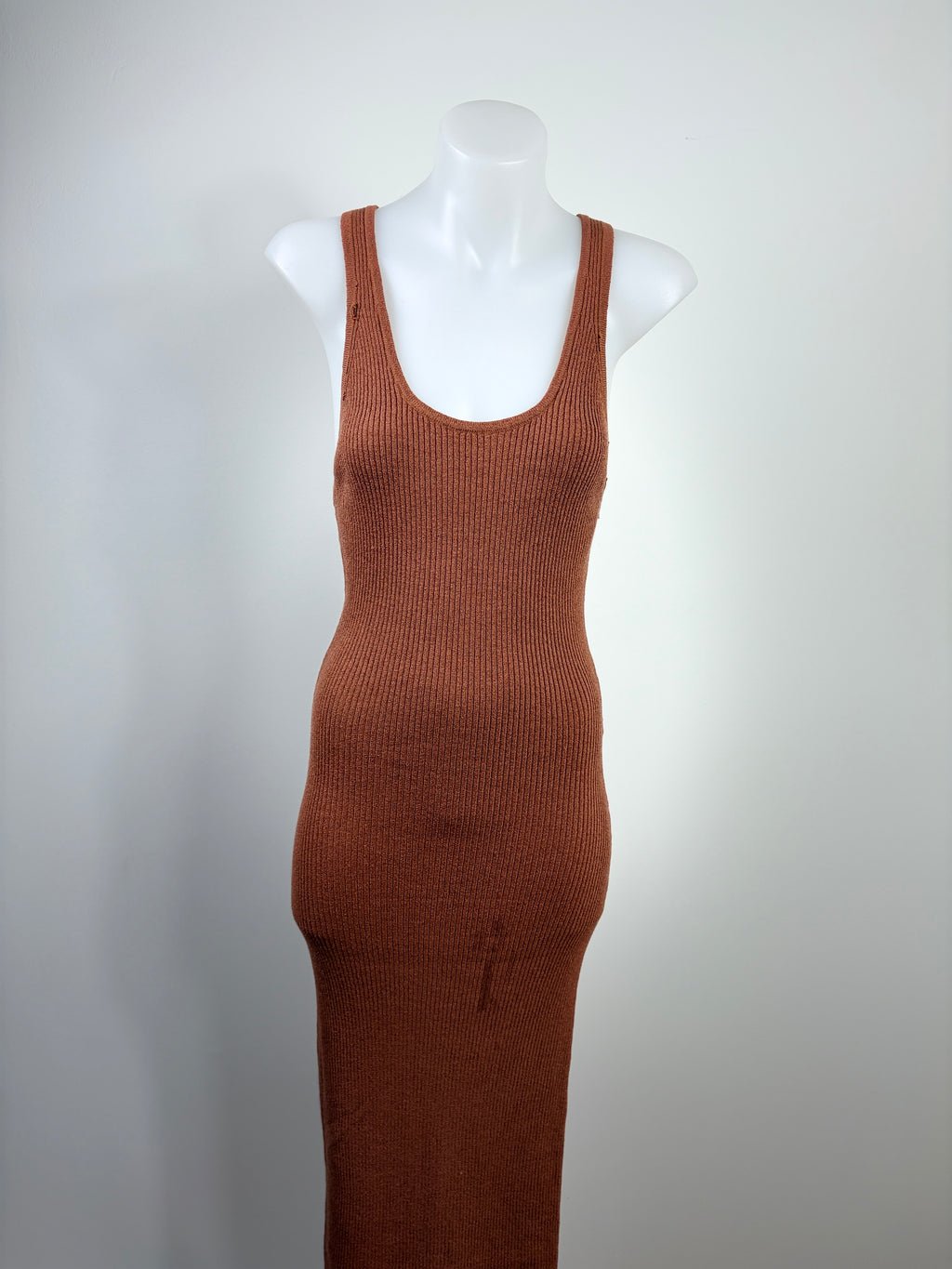 Mossman Dreaming Wild Rib-Knit Midi Dress in ginger biscuit – view 6 of 10