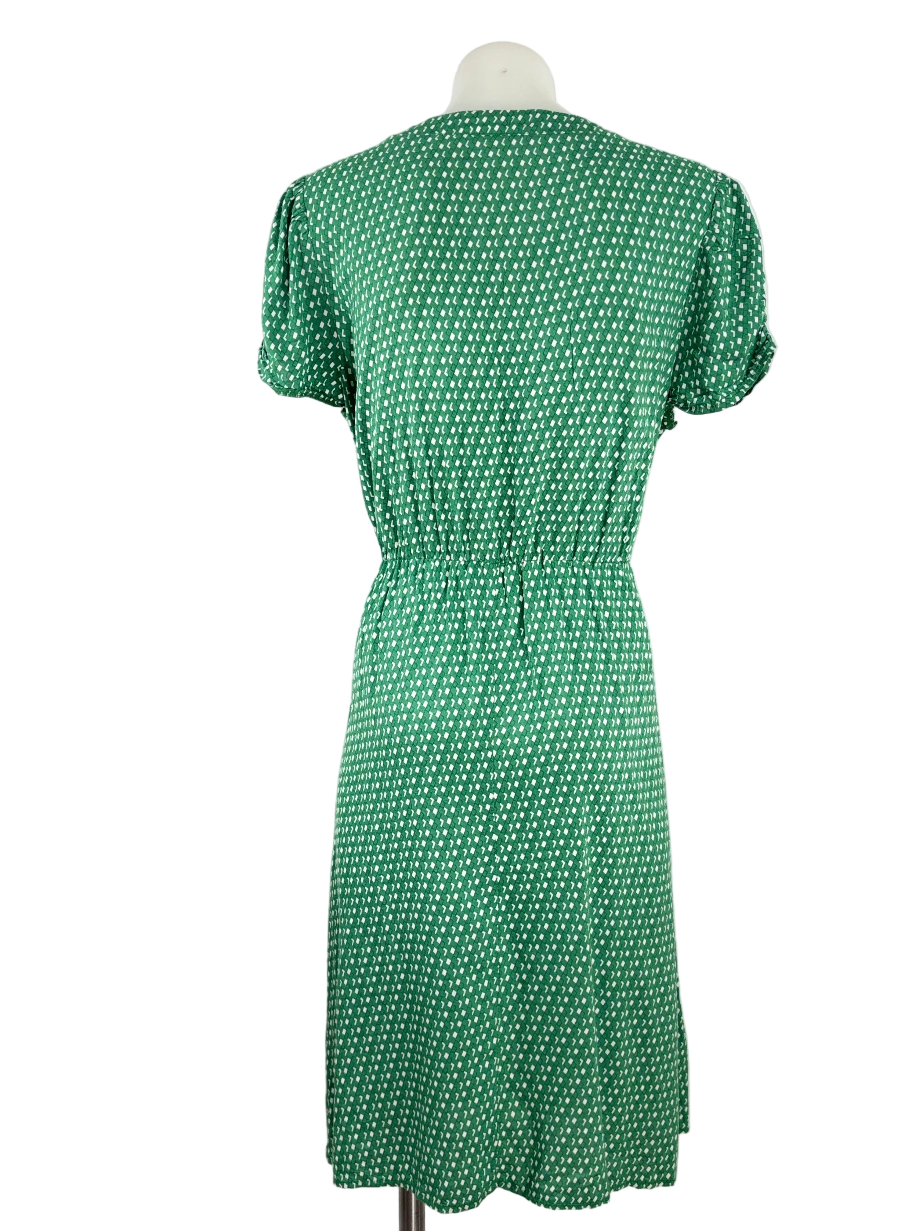 Sunny Girl | Geometric Print Button-Front Dress | Size 14