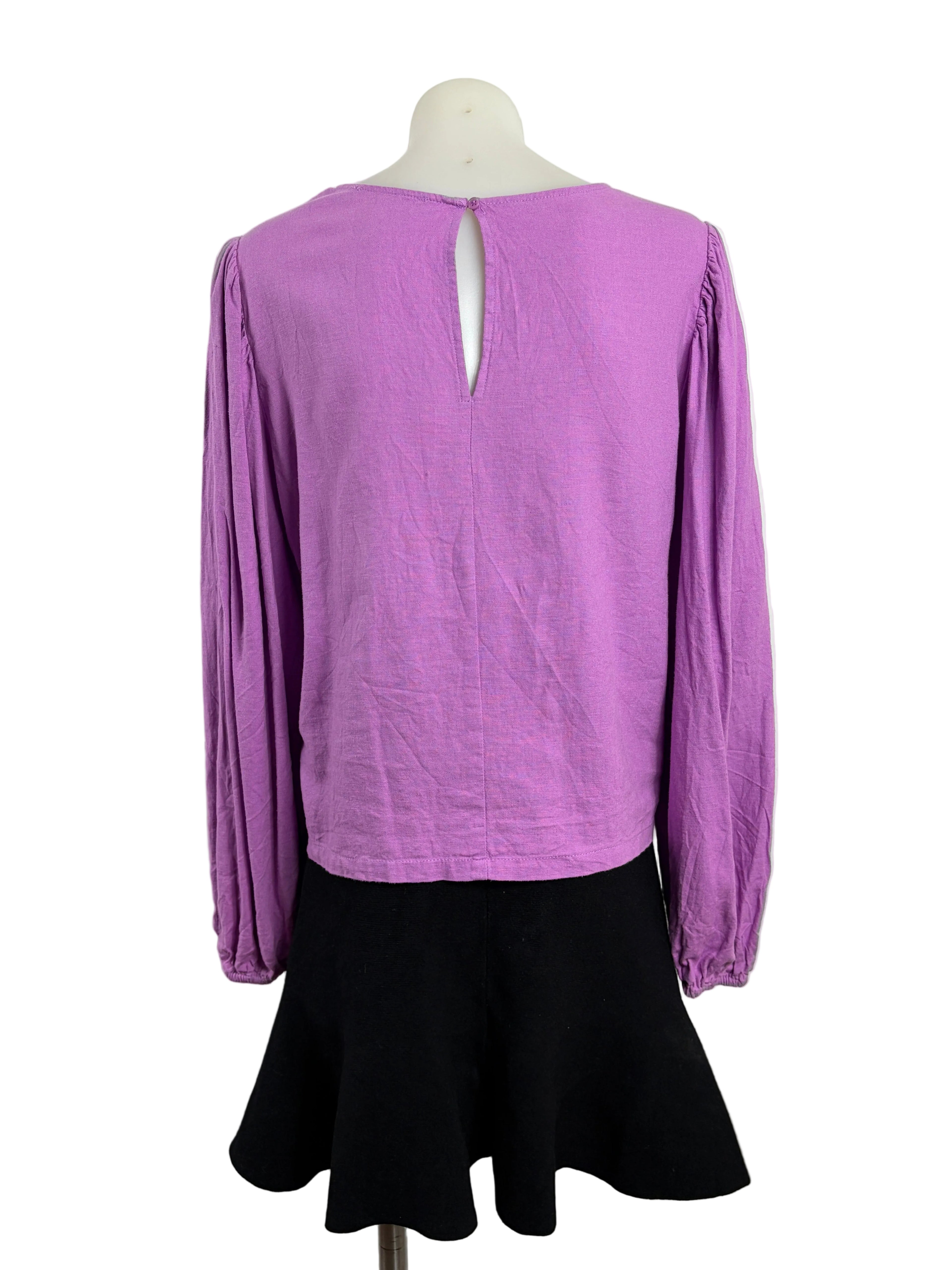 Sportsgirl | Balloon Sleeve Blouse | Purple | Size 12