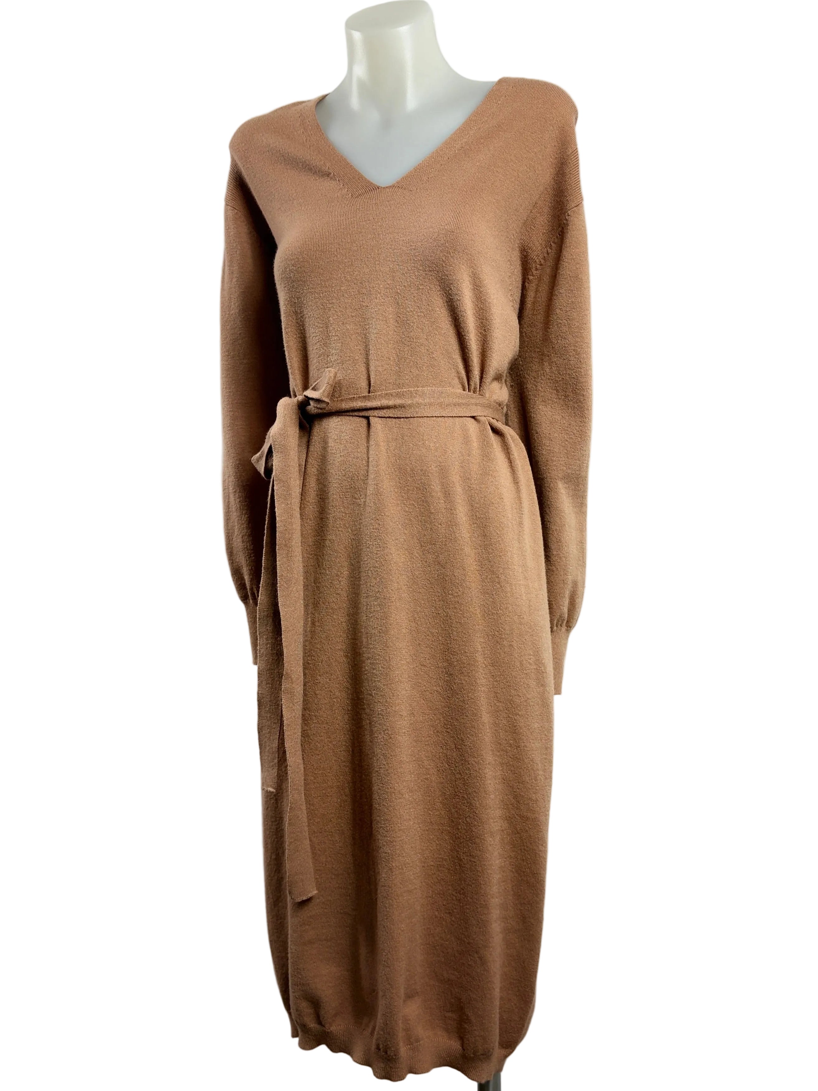 Forcast | Camel Tie Waist Knit Dress | Size L