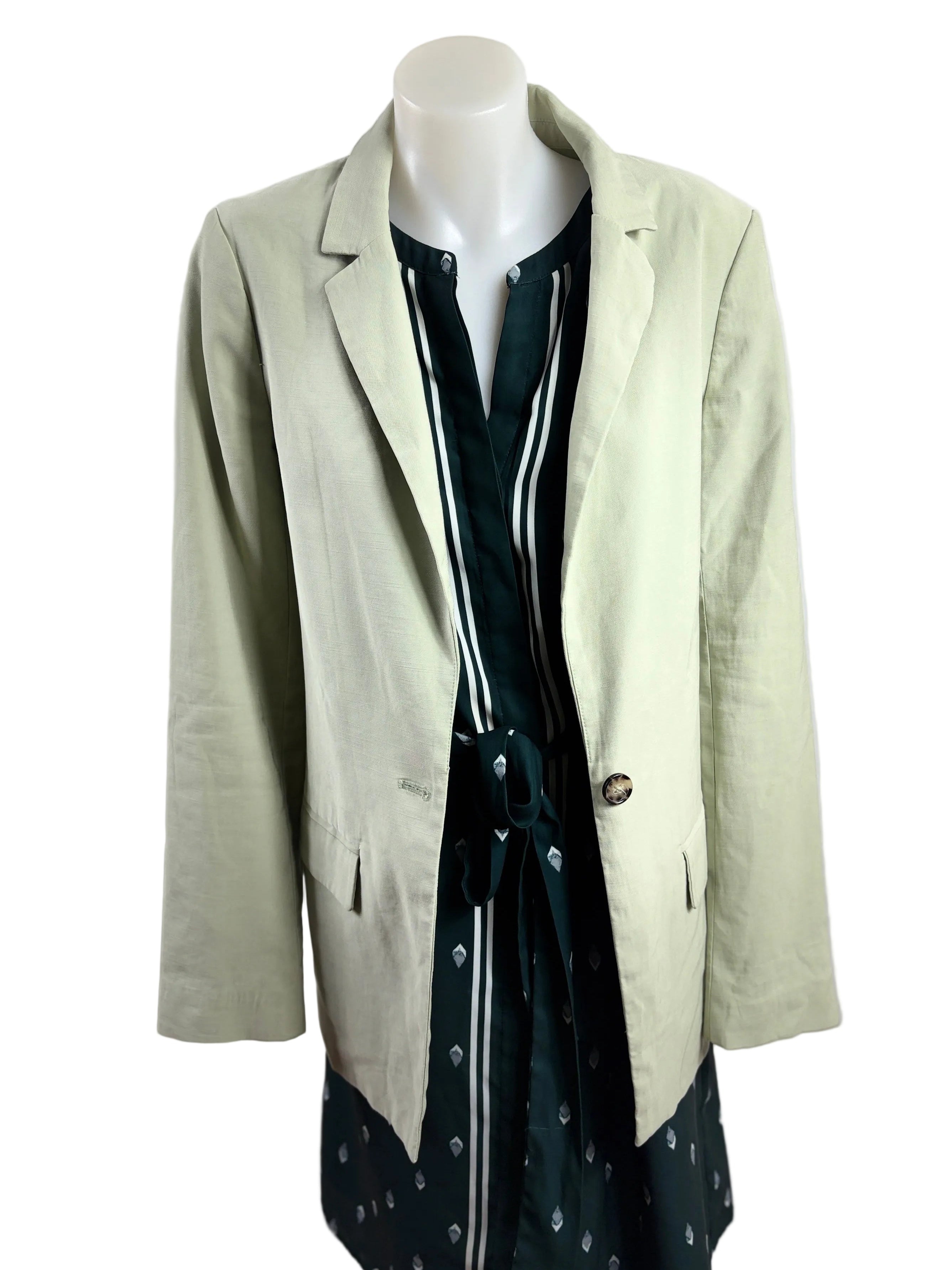 Sportsgirl | Sage Green Tailored Blazer | Single Button | Size 8