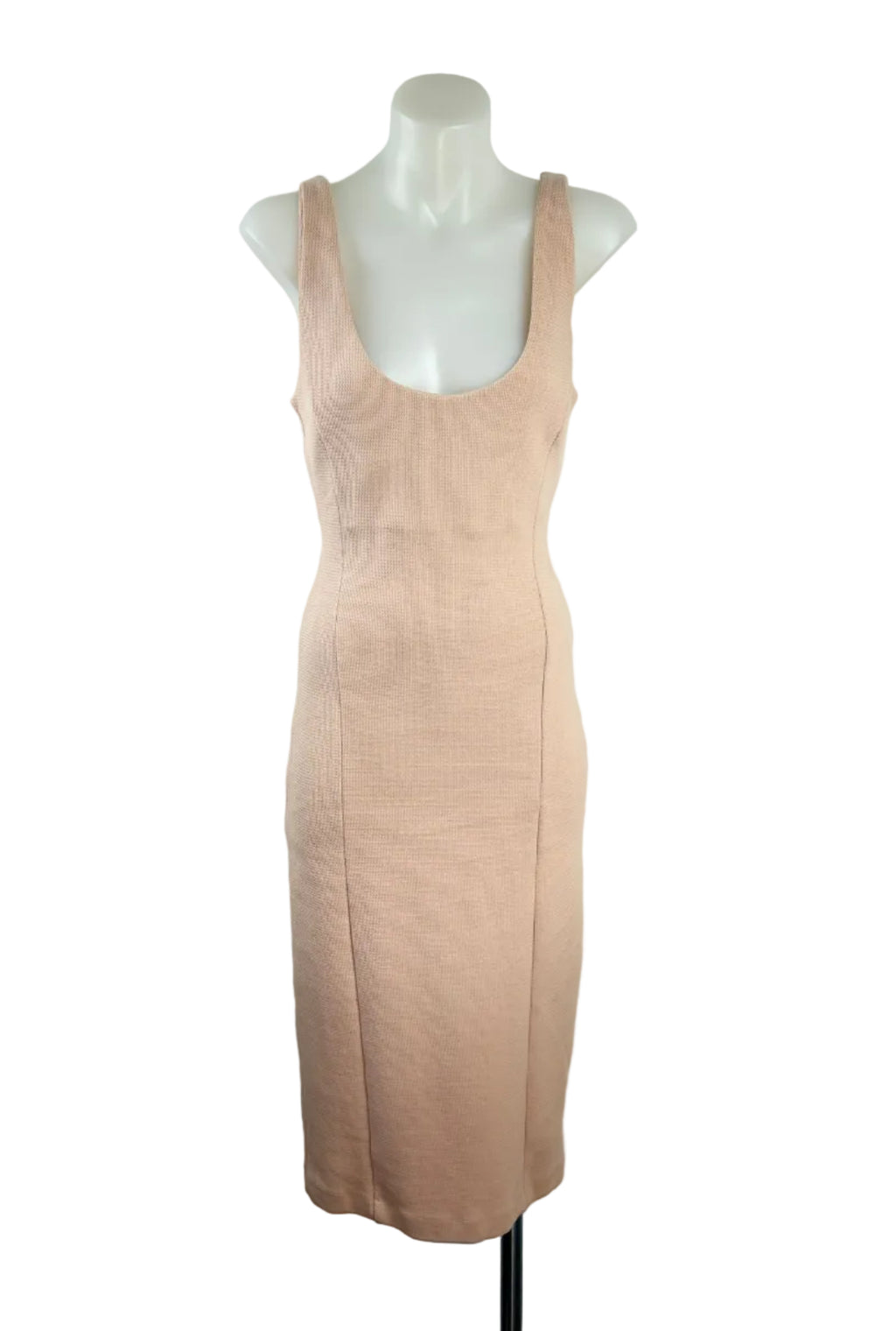 Kookai | Nude Textured Knit Bodycon Midi Dress | Size 8