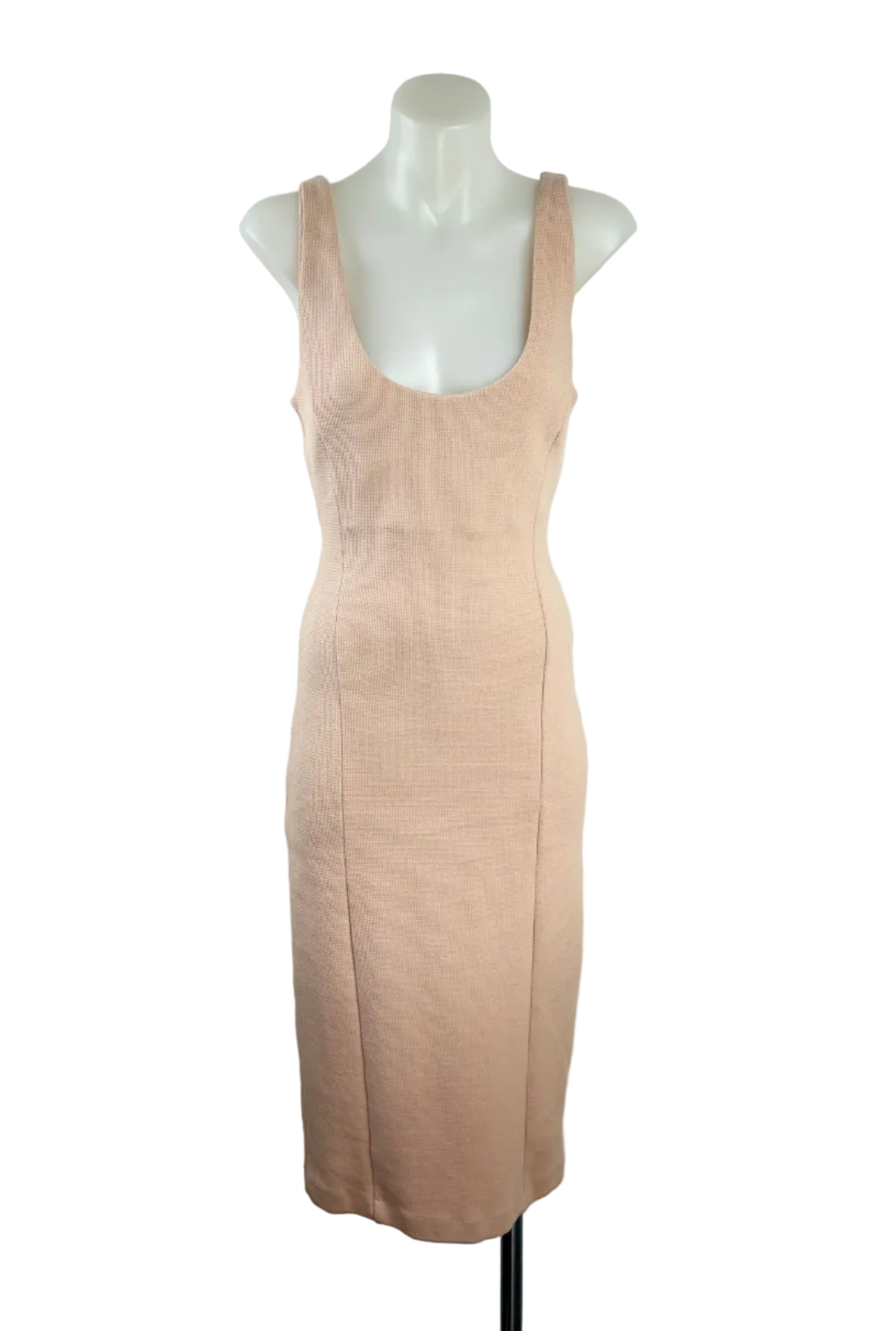 Kookai | Nude Textured Knit Bodycon Midi Dress | Size 8