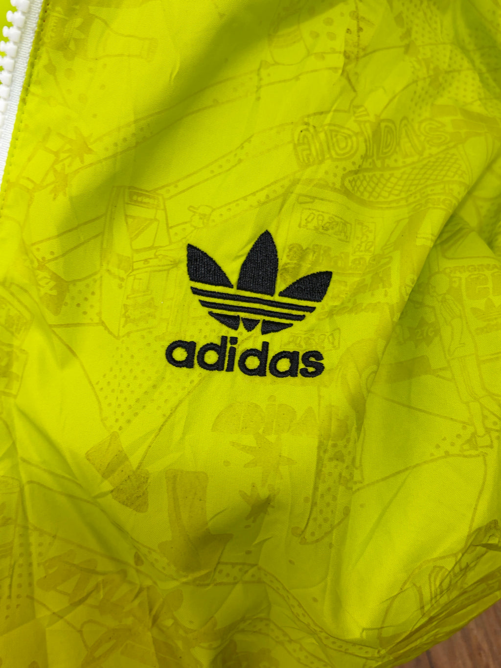Adidas | Reversible Colourblock Hooded Windbreaker | Lime, Sky Blue & Red | Size M