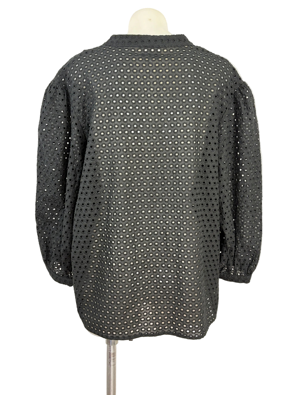 Seed | Broderie Anglaise Popover Top | Black | Size 12