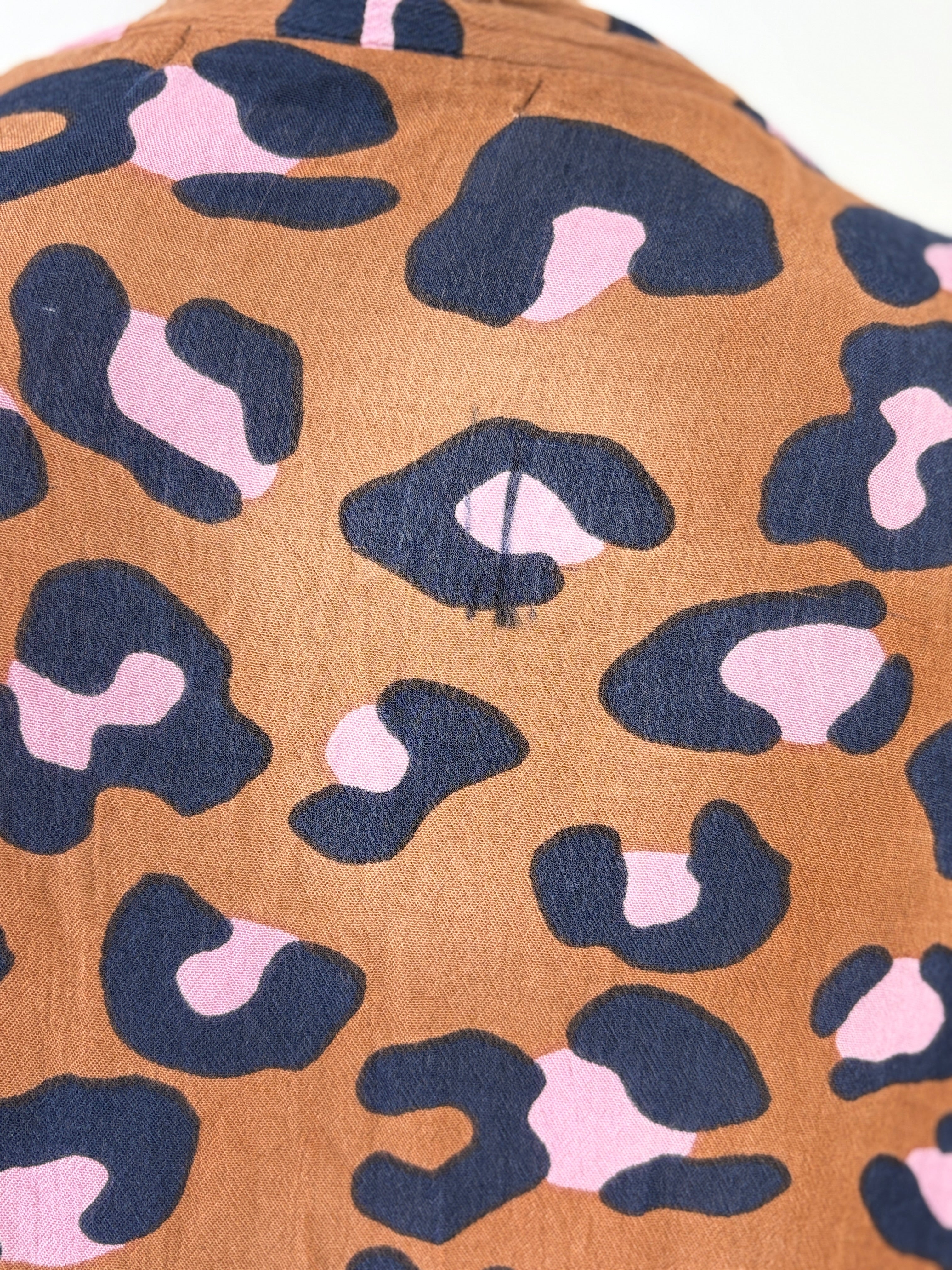 Ellis & Dewey | Leopard Print Longline Kimono | Tan, Navy & Blush | Size S