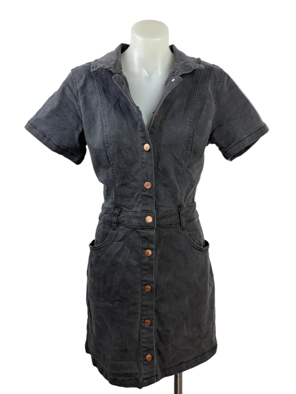 Insight | Black Button-Up Denim Dress | Size L