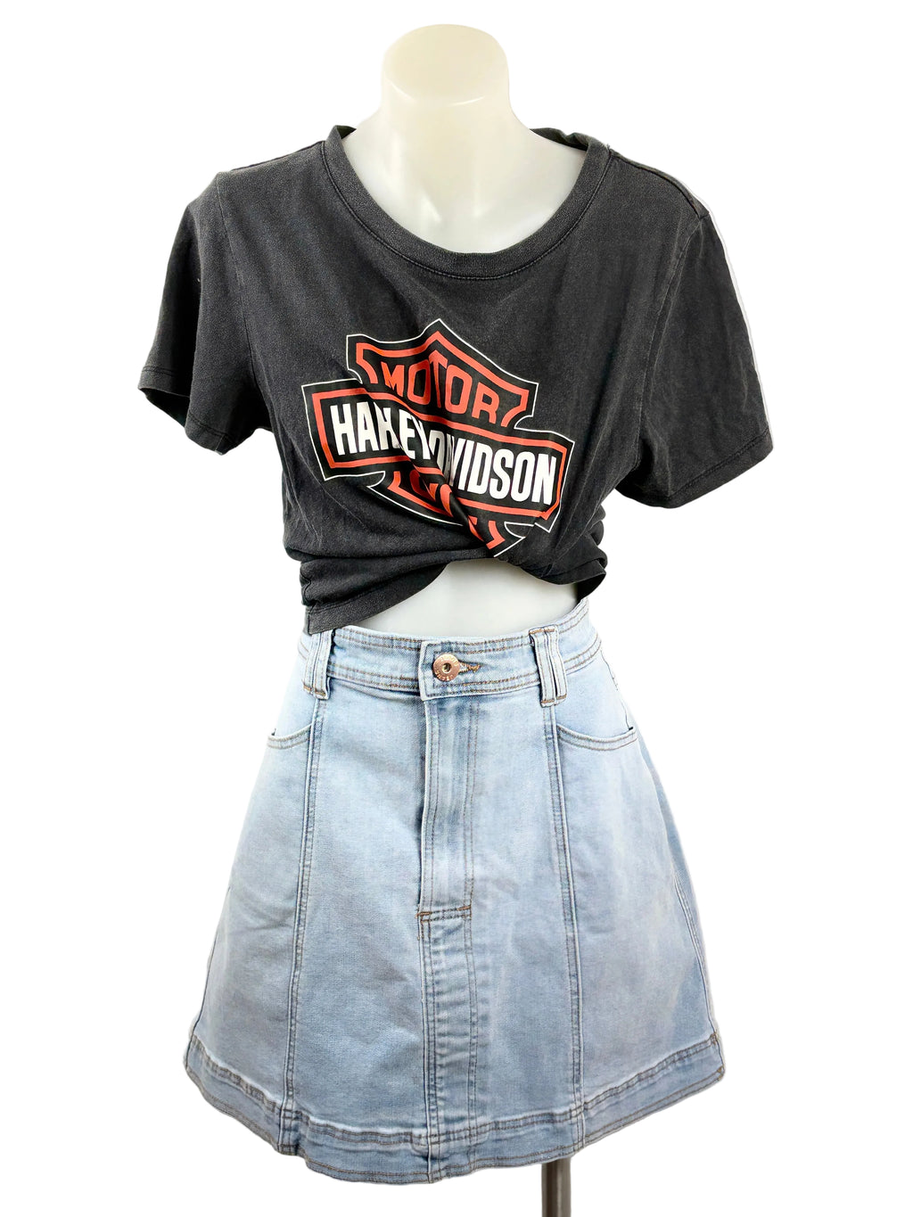 Vintage Style Harley Davidson Crop Tee - Size XS