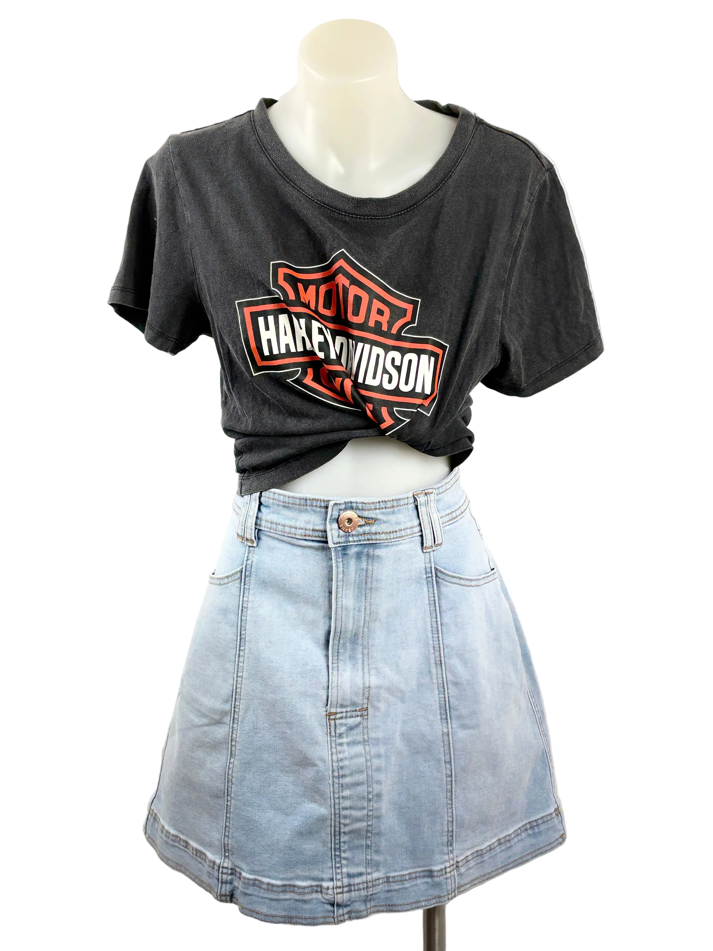 Vintage Style Harley Davidson Crop Tee - Size XS