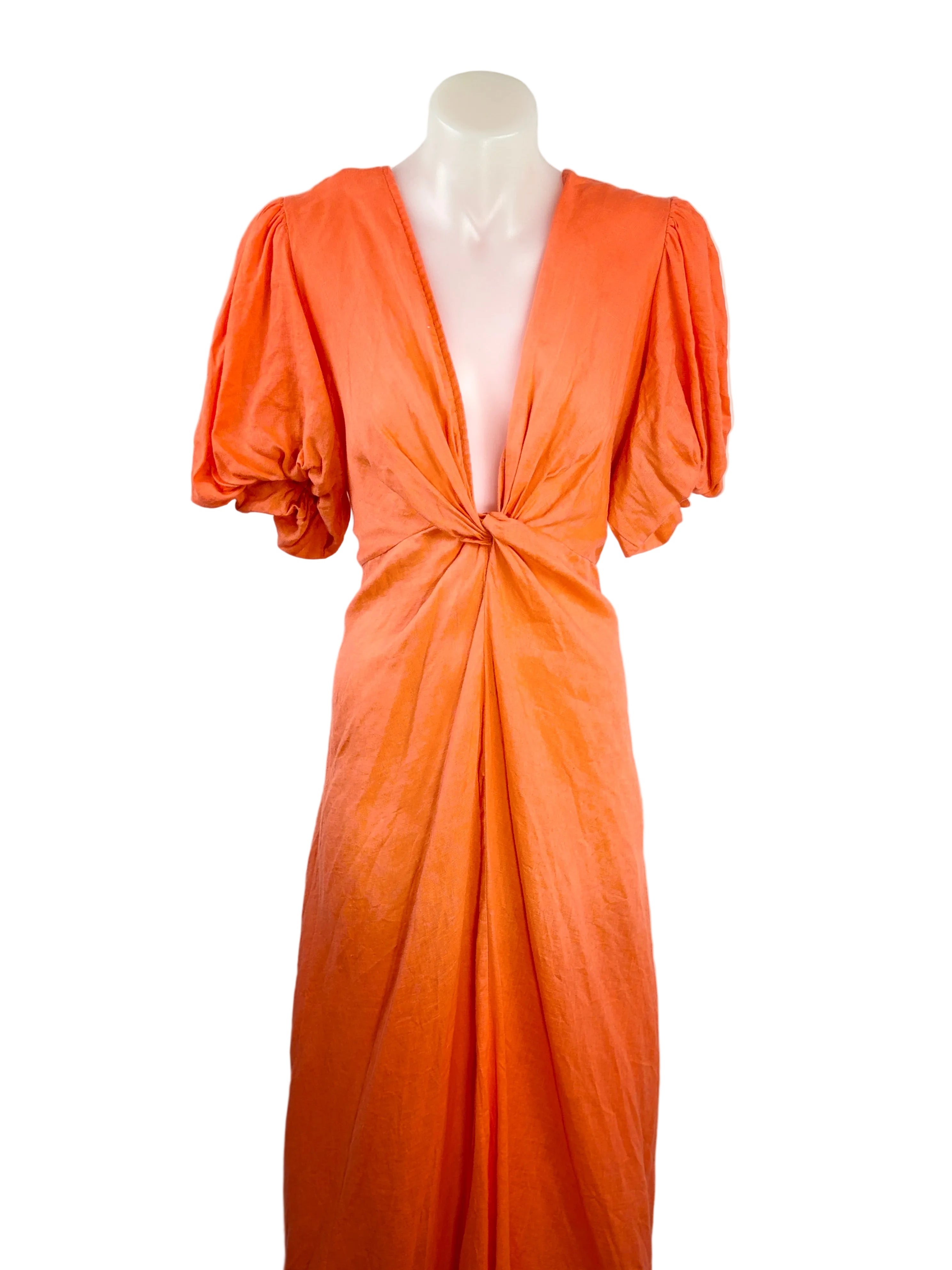 Gingham & Heels Burnt Orange Twist-Front Maxi Dress - Size 12