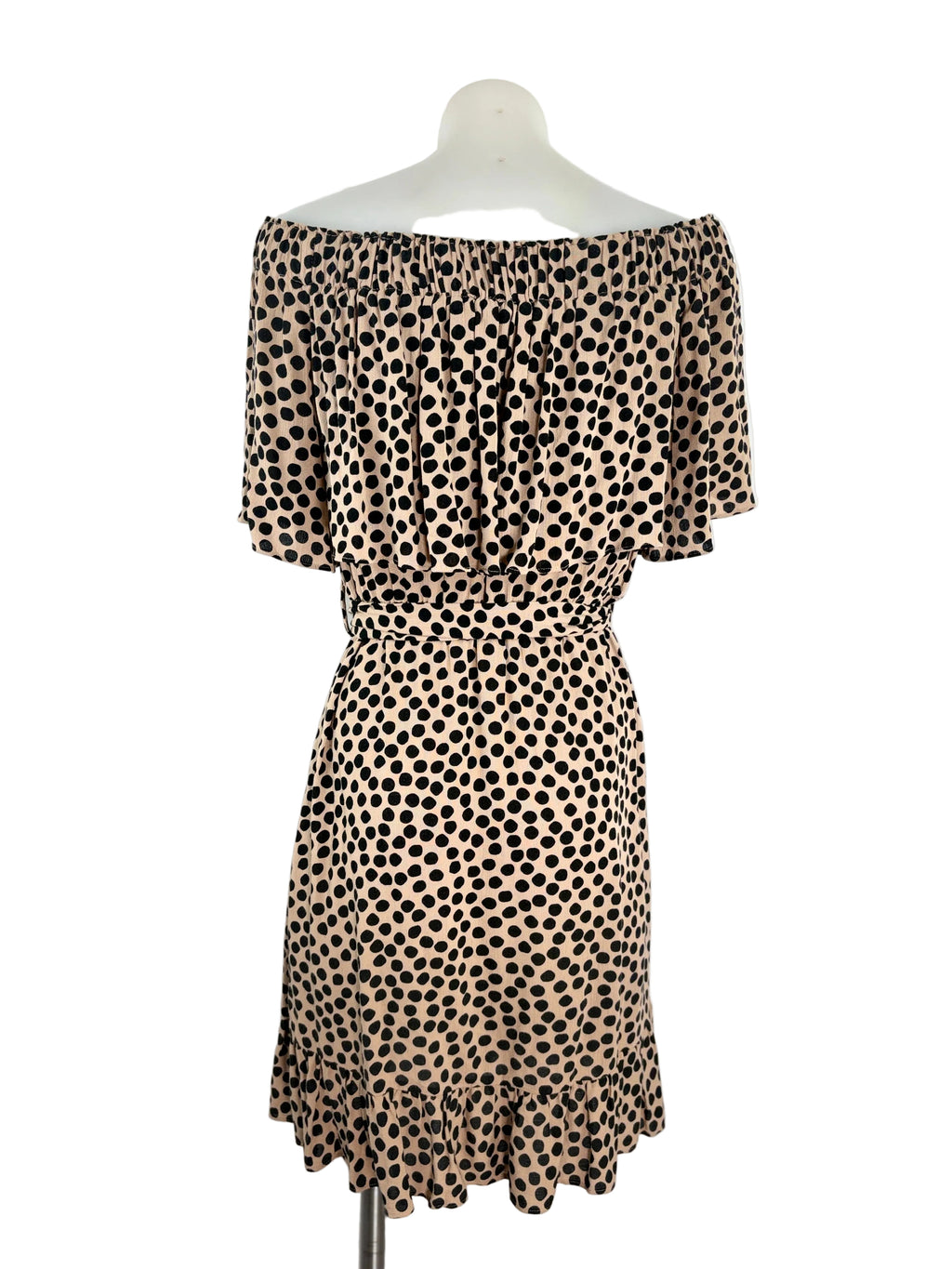 Seed | Off-Shoulder Spot Print Tiered Mini Dress | Size S