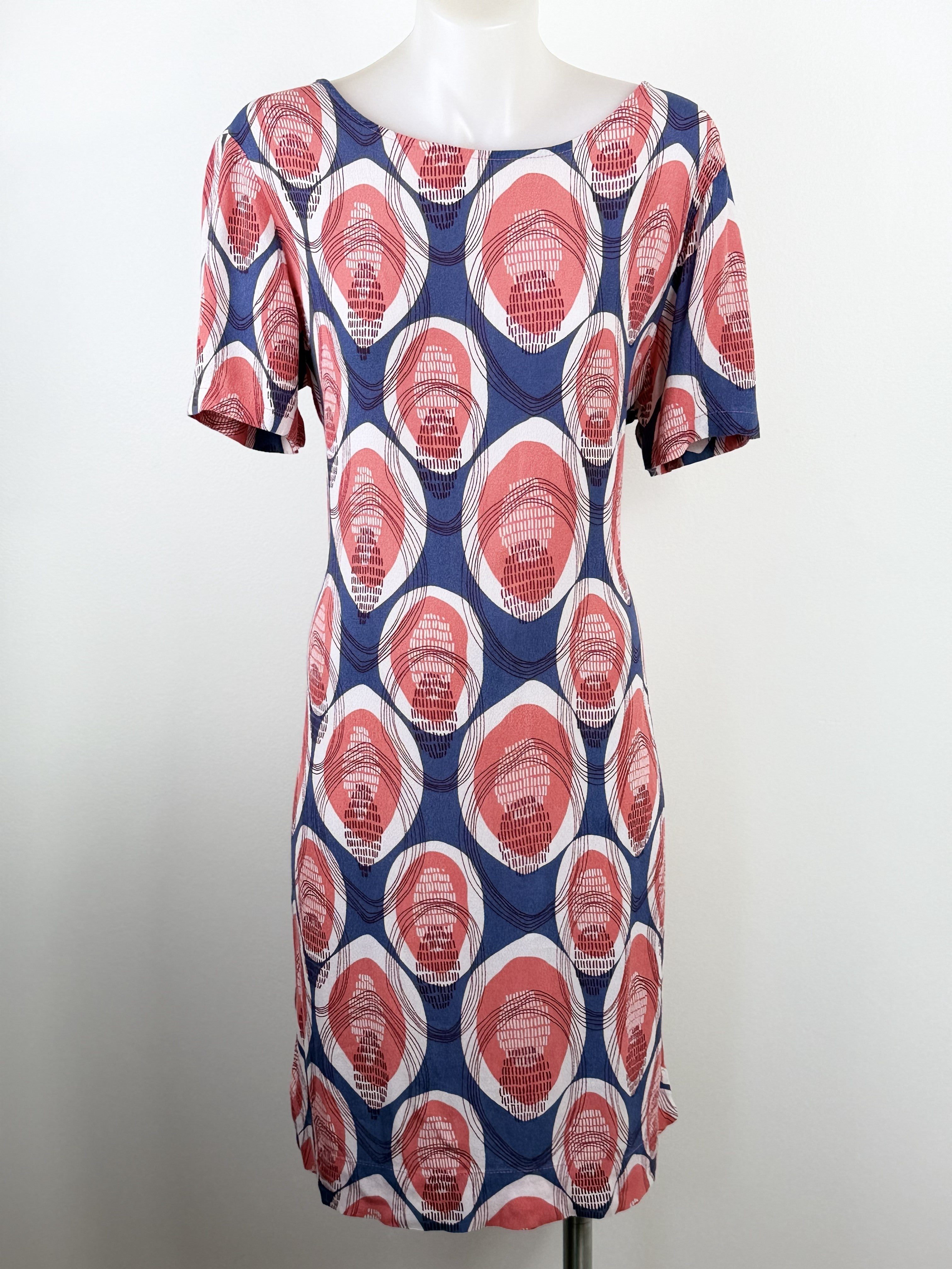 Elm Blue Pink Pattern Short Sleeve Dress