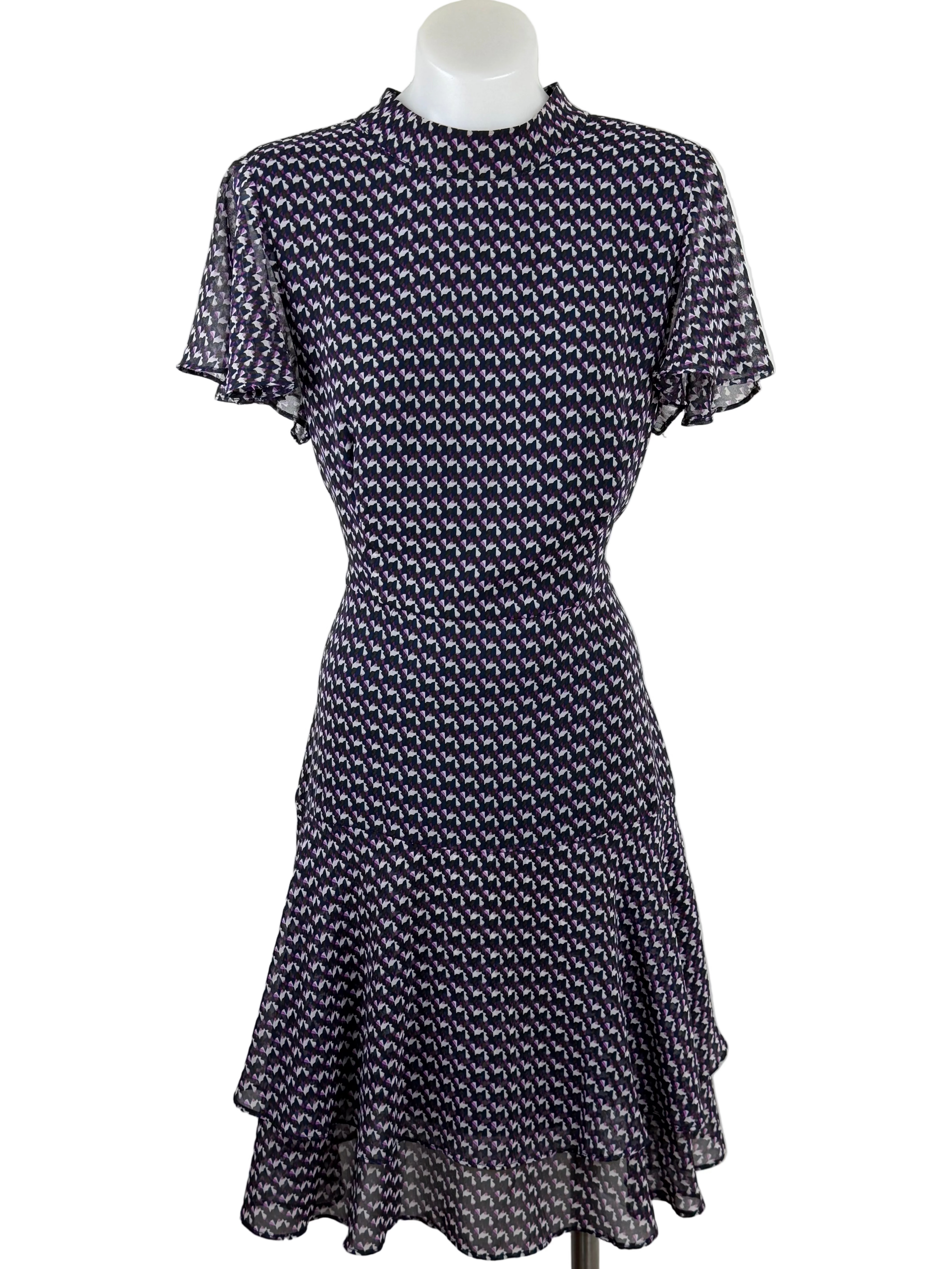 Portmans Geometric Print Flounce Hem Dress