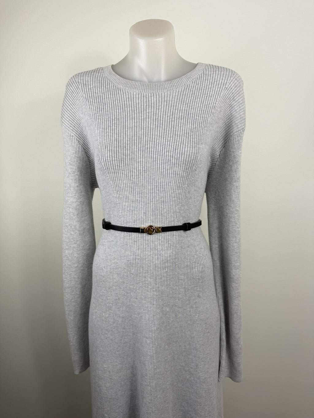 Witchery Ribbed Knit Midi Dress — Grey Marle