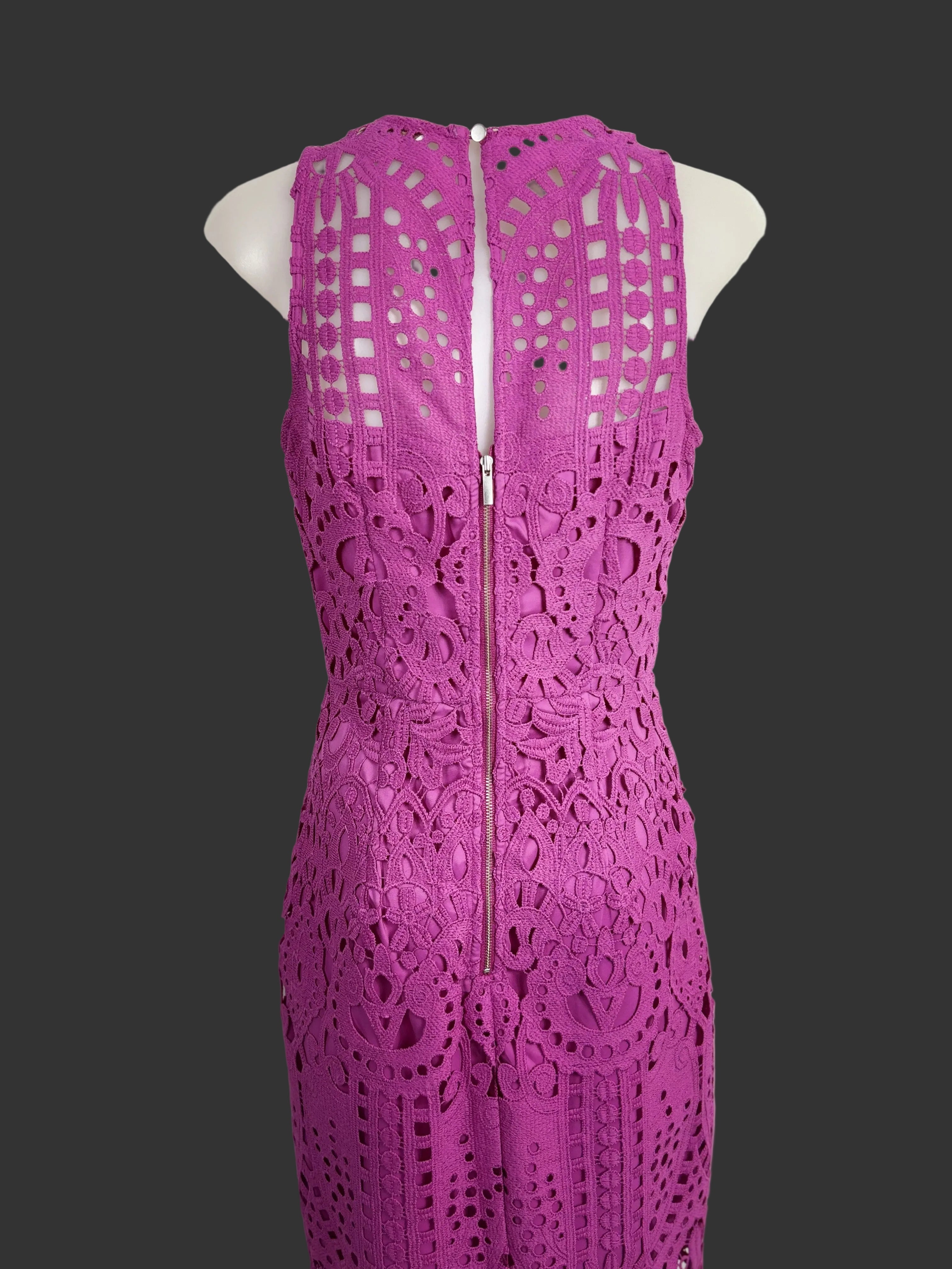 Portmans Signature | Crochet Lace Midi Dress | Magenta | Size 6