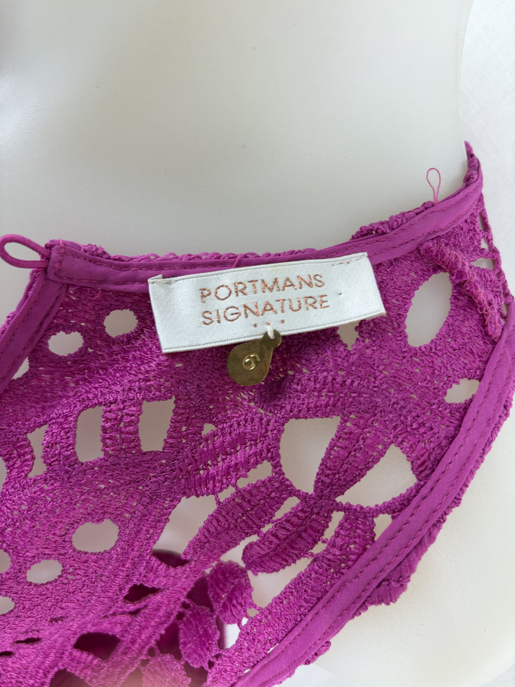 Portmans Signature | Crochet Lace Midi Dress | Magenta | Size 6