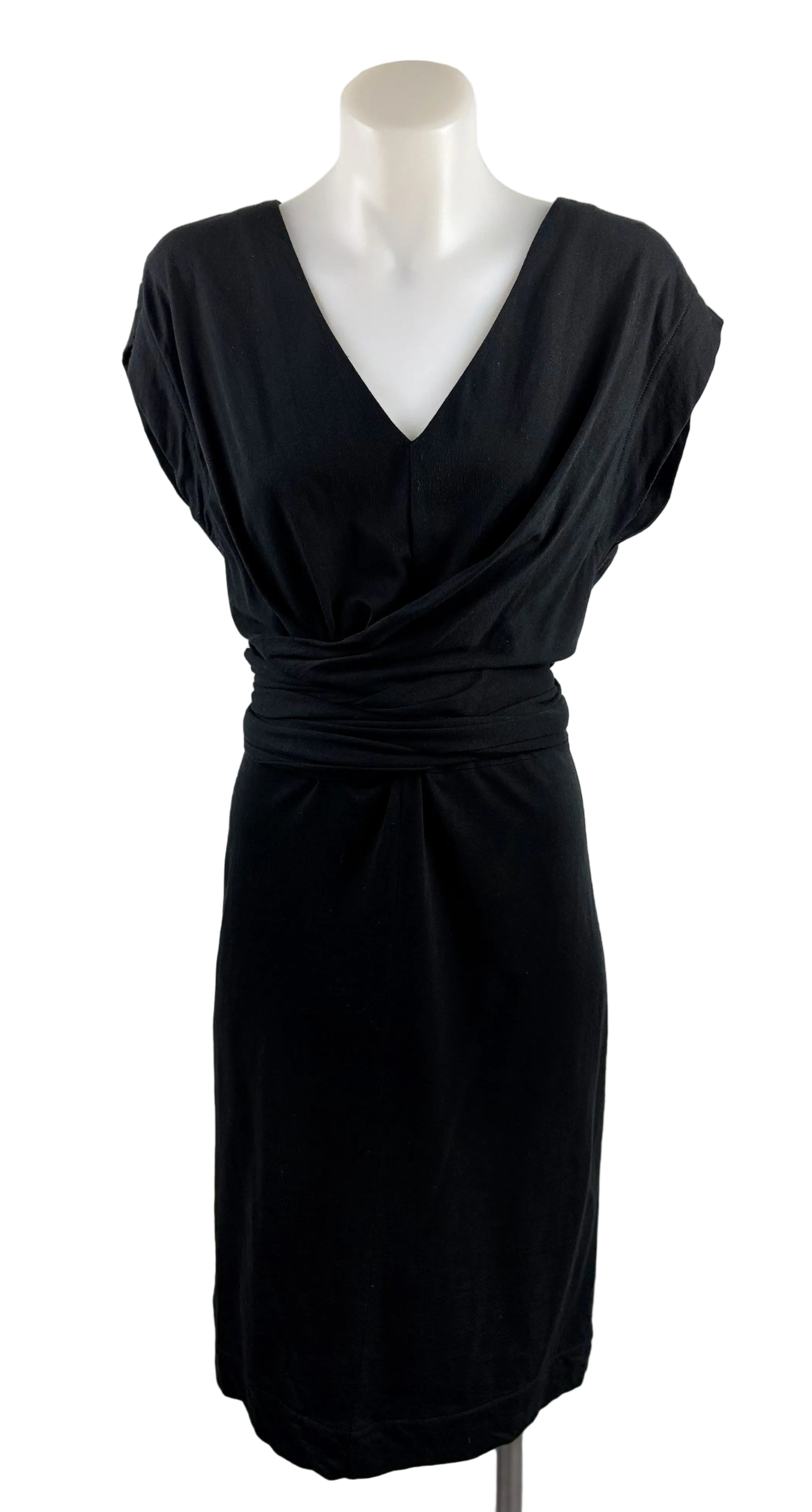 Country Road Black Short Sleeve Twist Front Tie Dress