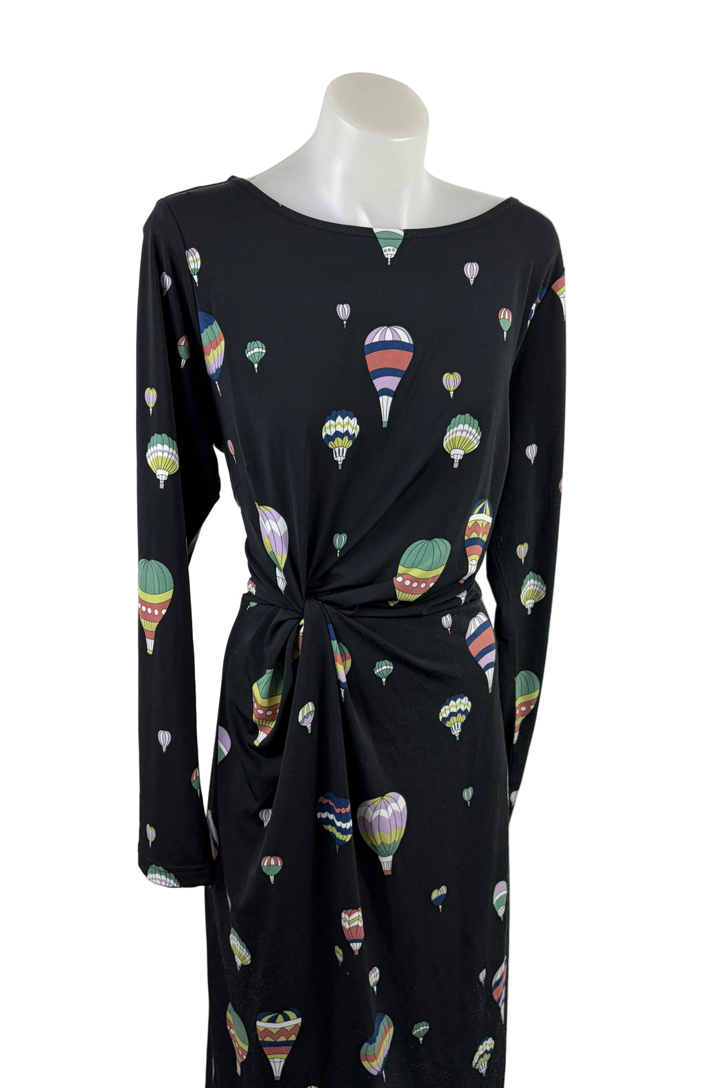 Leona Edmiston Hot Air Balloon Print Long Sleeve Twist Dress