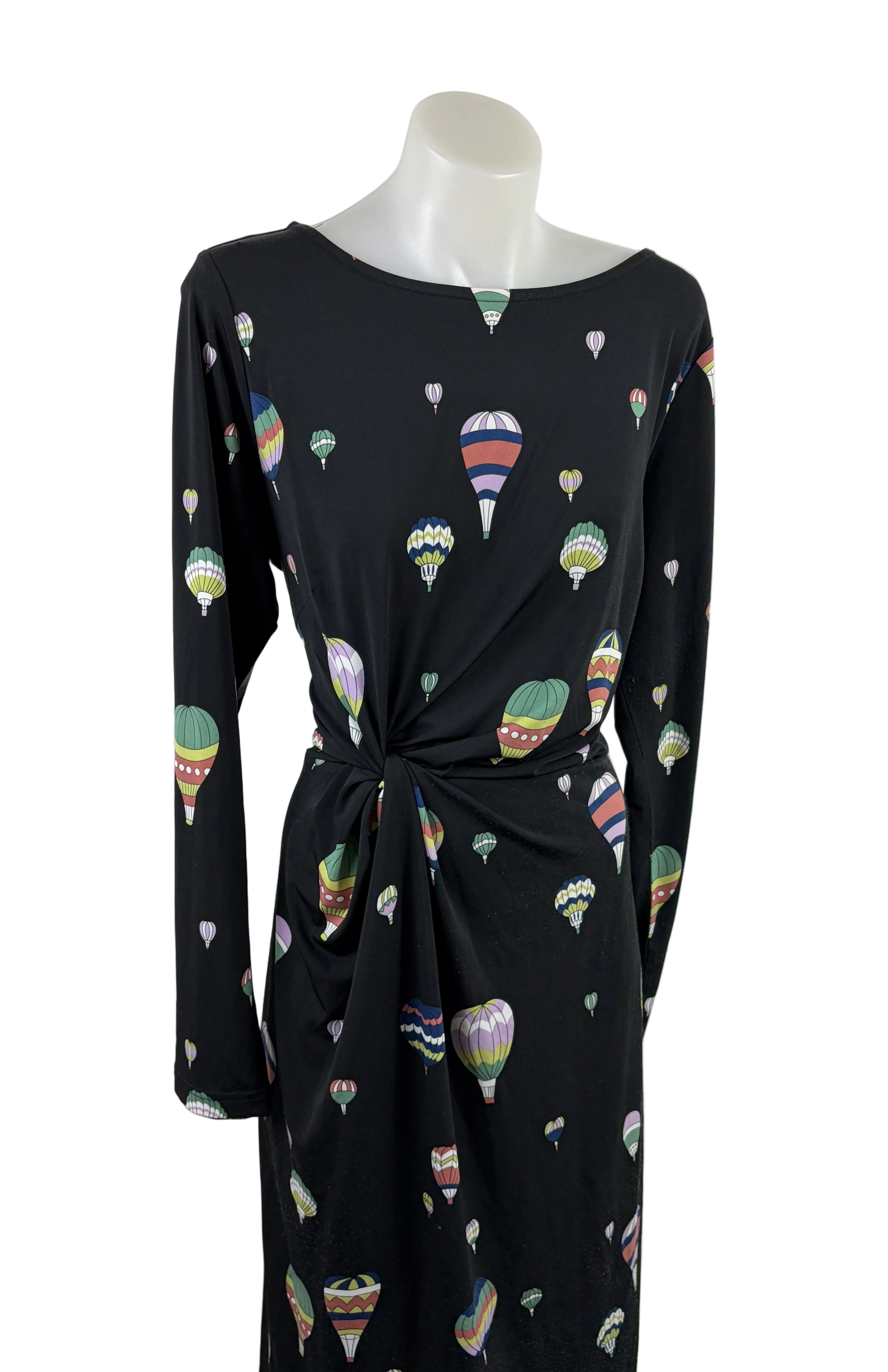 Leona Edmiston Hot Air Balloon Print Long Sleeve Twist Dress