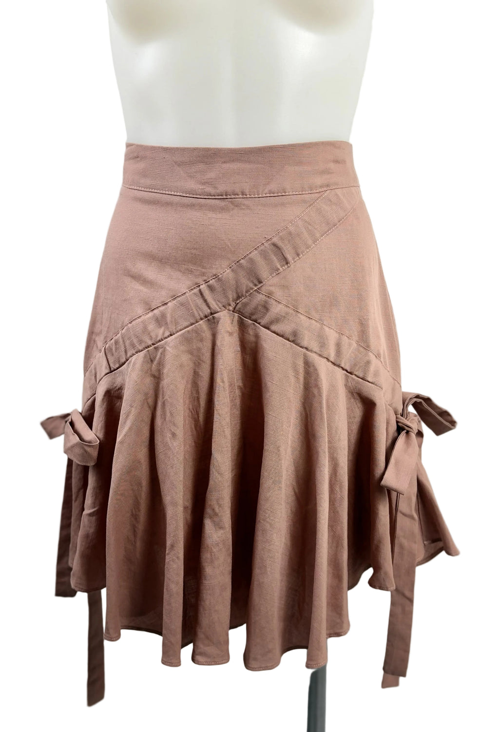 Chancery Dusty Rose Linen Blend Tie-Detail Flounce Skirt | Size 6