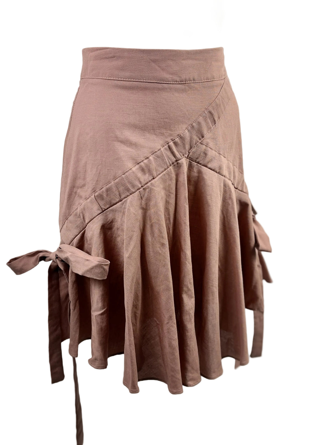 Chancery Dusty Rose Linen Blend Tie-Detail Flounce Skirt | Size 6