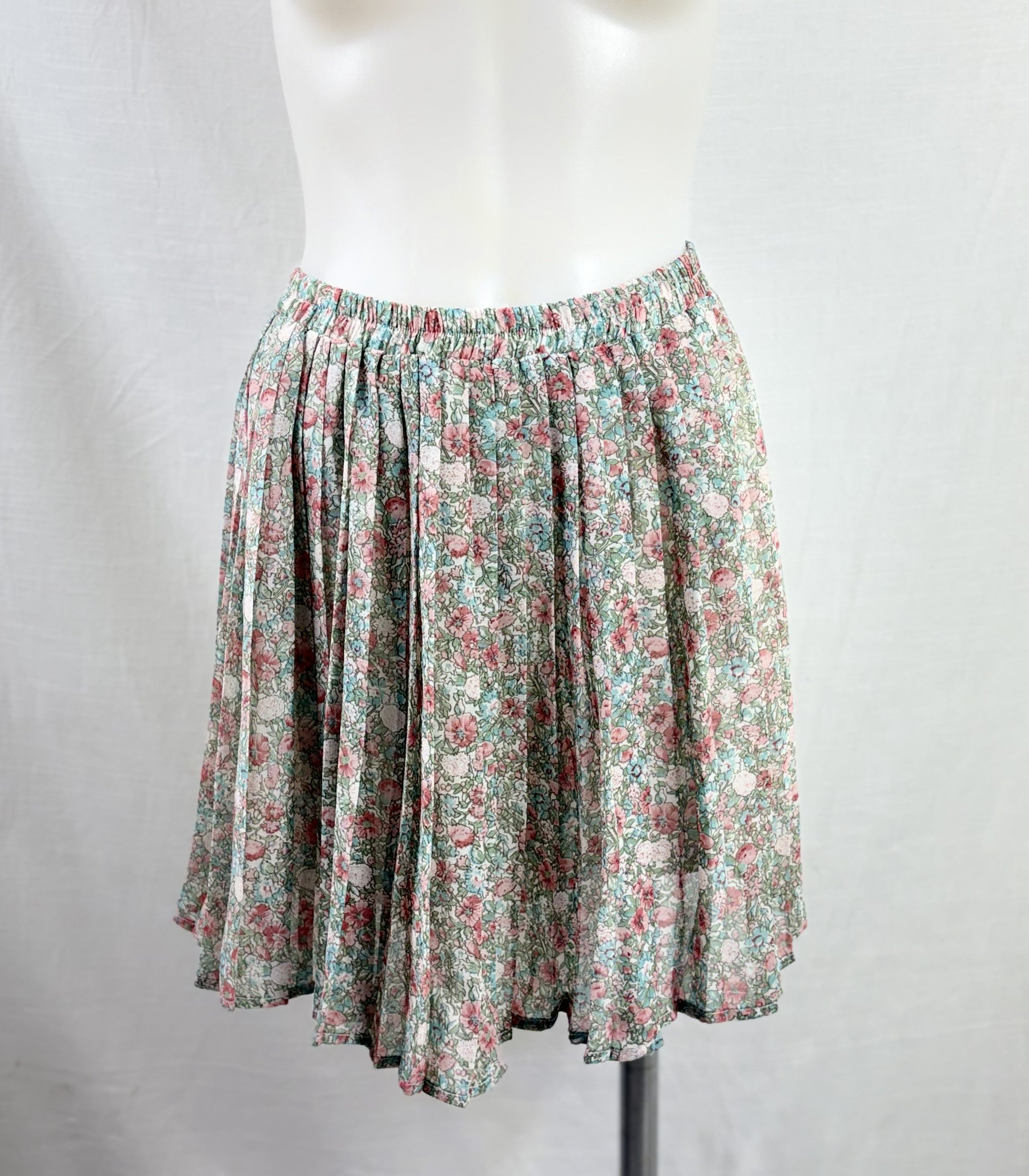Quirky Circus Floral Pleated Lined Skirt | Size 12