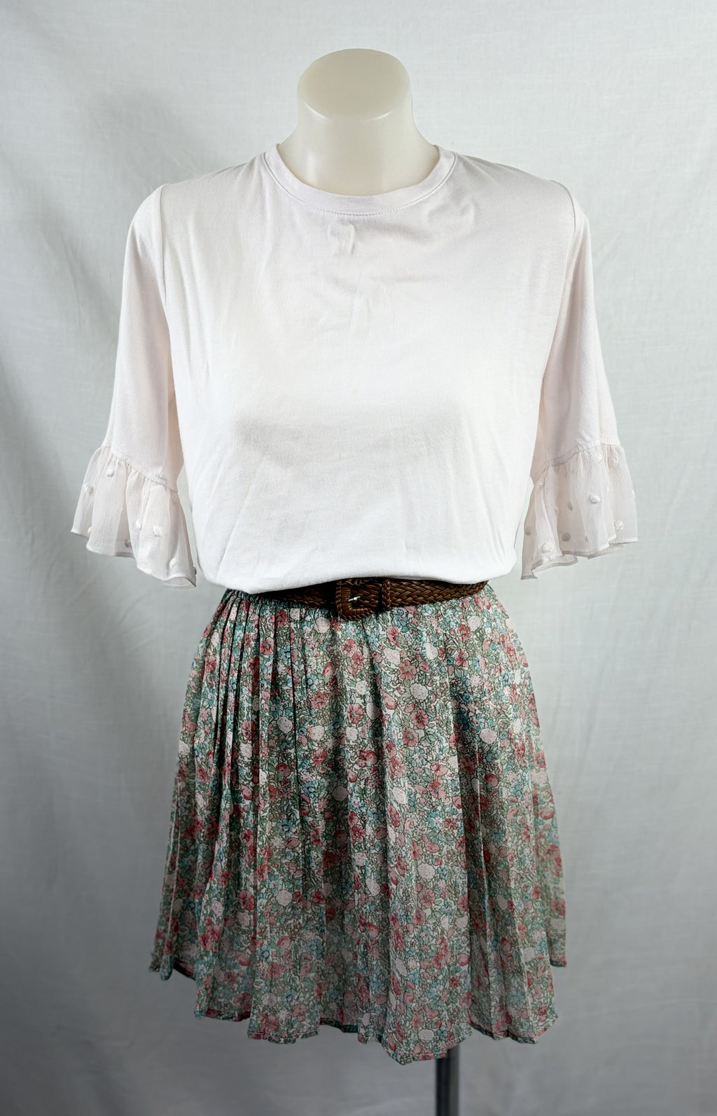 Quirky Circus Floral Pleated Lined Skirt | Size 12