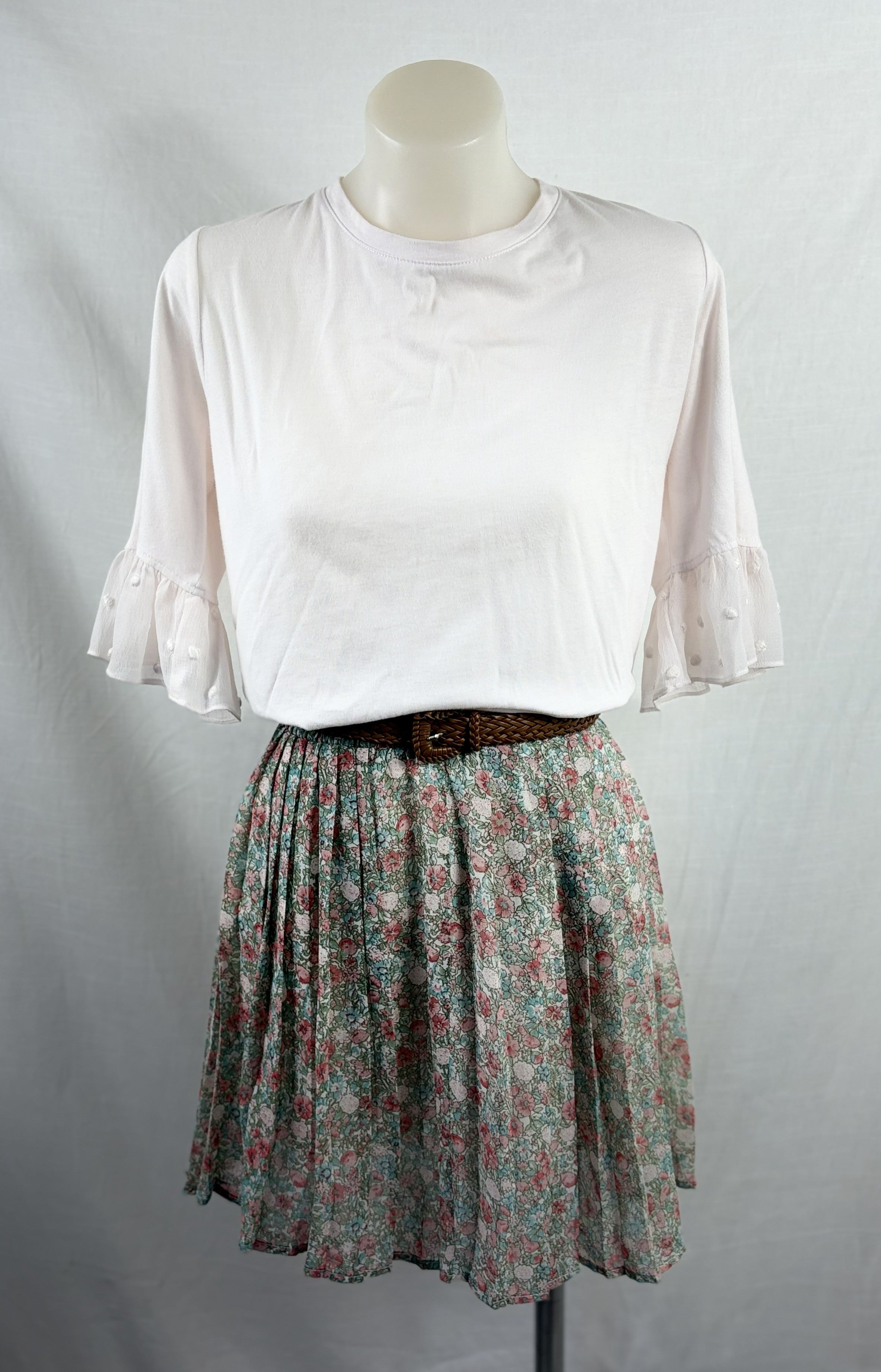 Quirky Circus Floral Pleated Lined Skirt | Size 12
