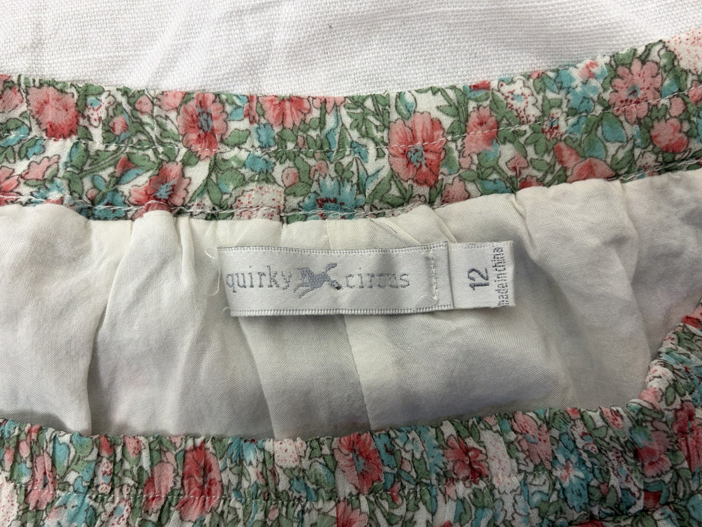 Quirky Circus Floral Pleated Lined Skirt | Size 12