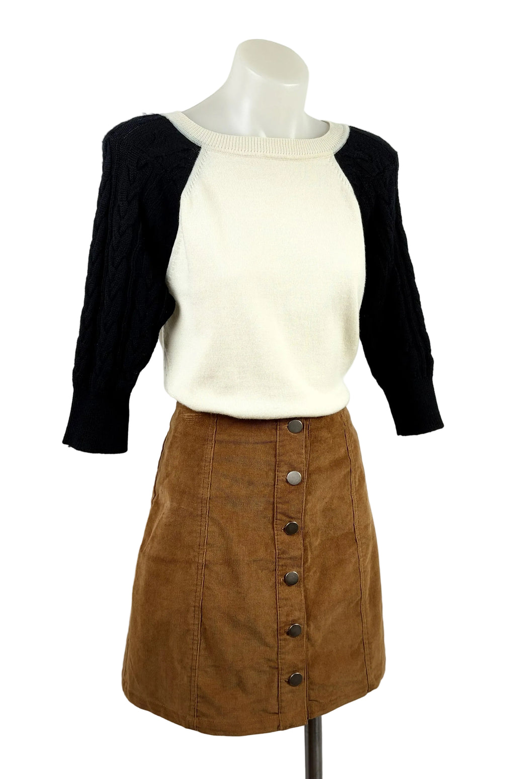 Pare A-Line Corduroy Mini Button-Up Skirt
