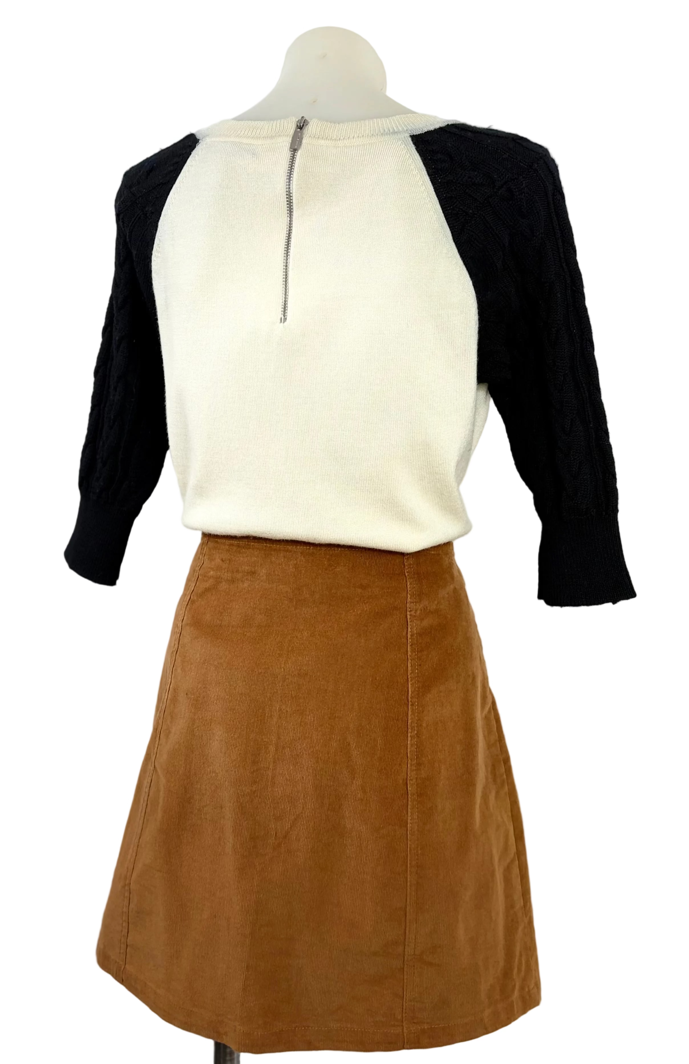 Pare A-Line Corduroy Mini Button-Up Skirt