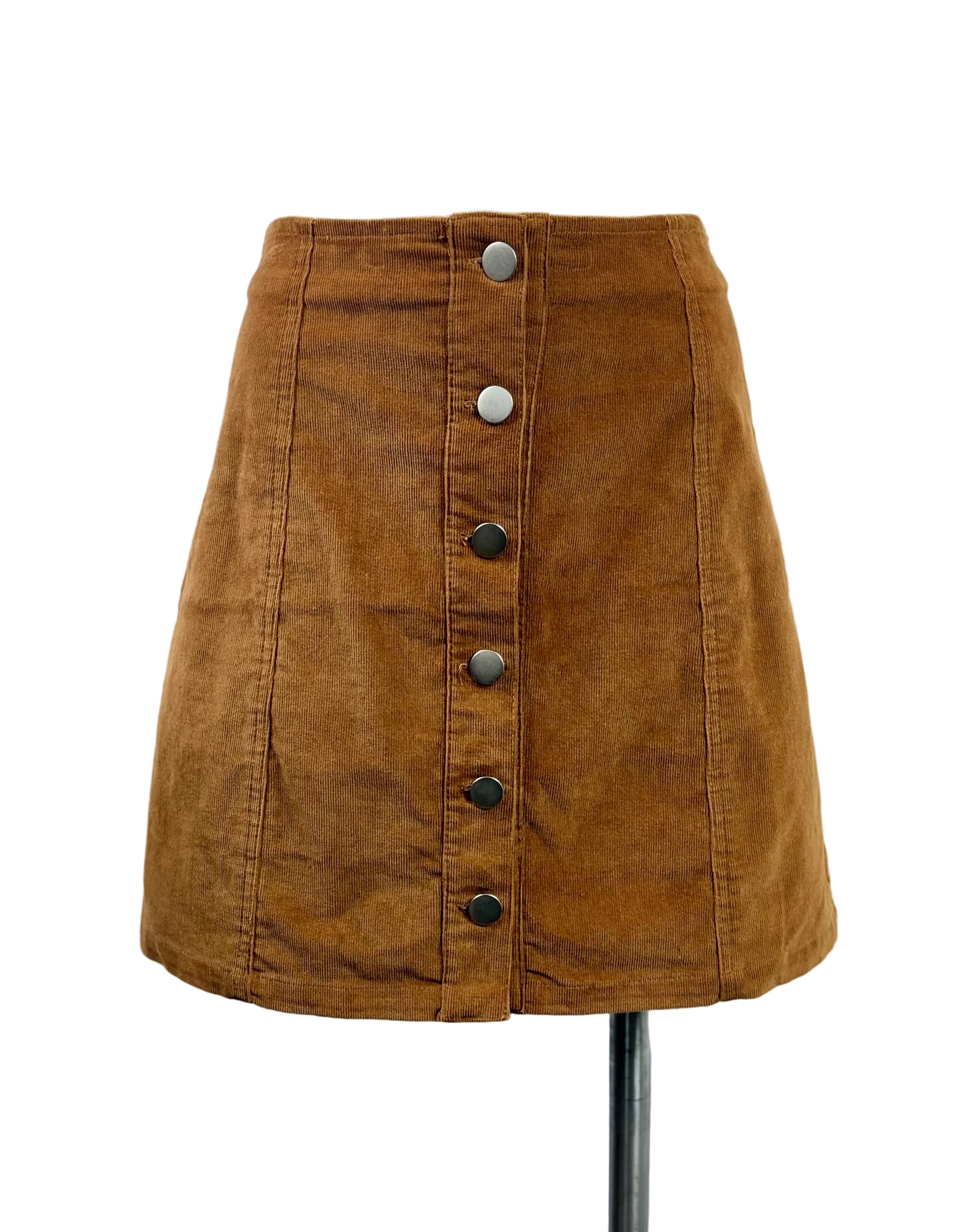 Pare A-Line Corduroy Mini Button-Up Skirt
