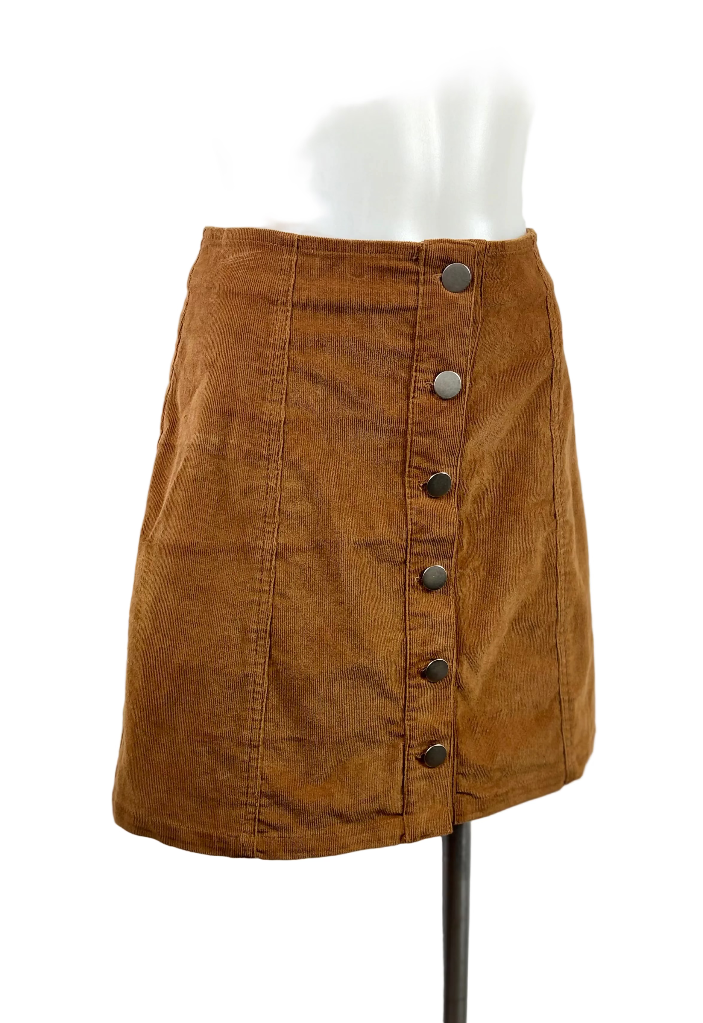 Pare A-Line Corduroy Mini Button-Up Skirt