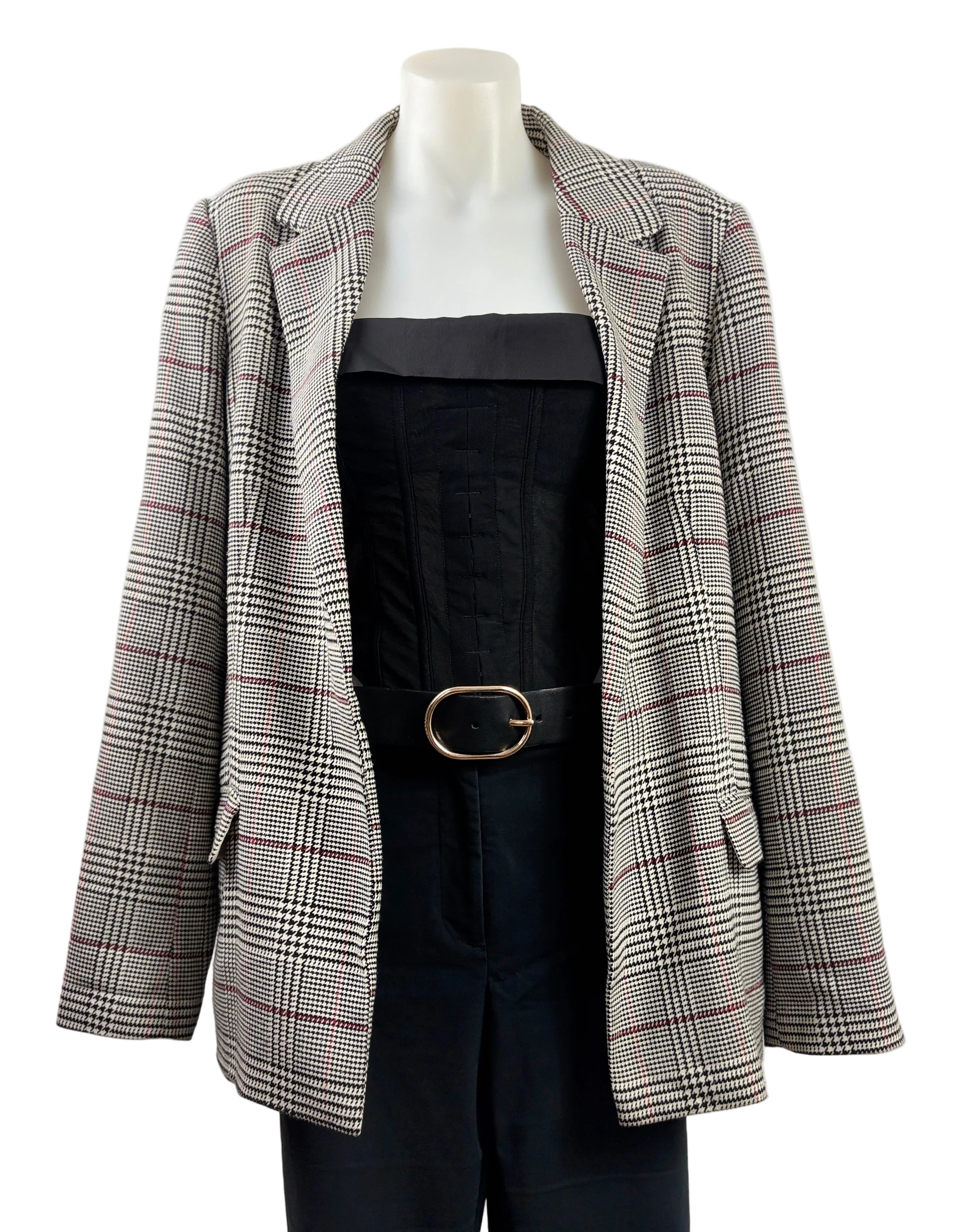 Sportsgirl | Houndstooth Plaid Check Blazer | Size 12