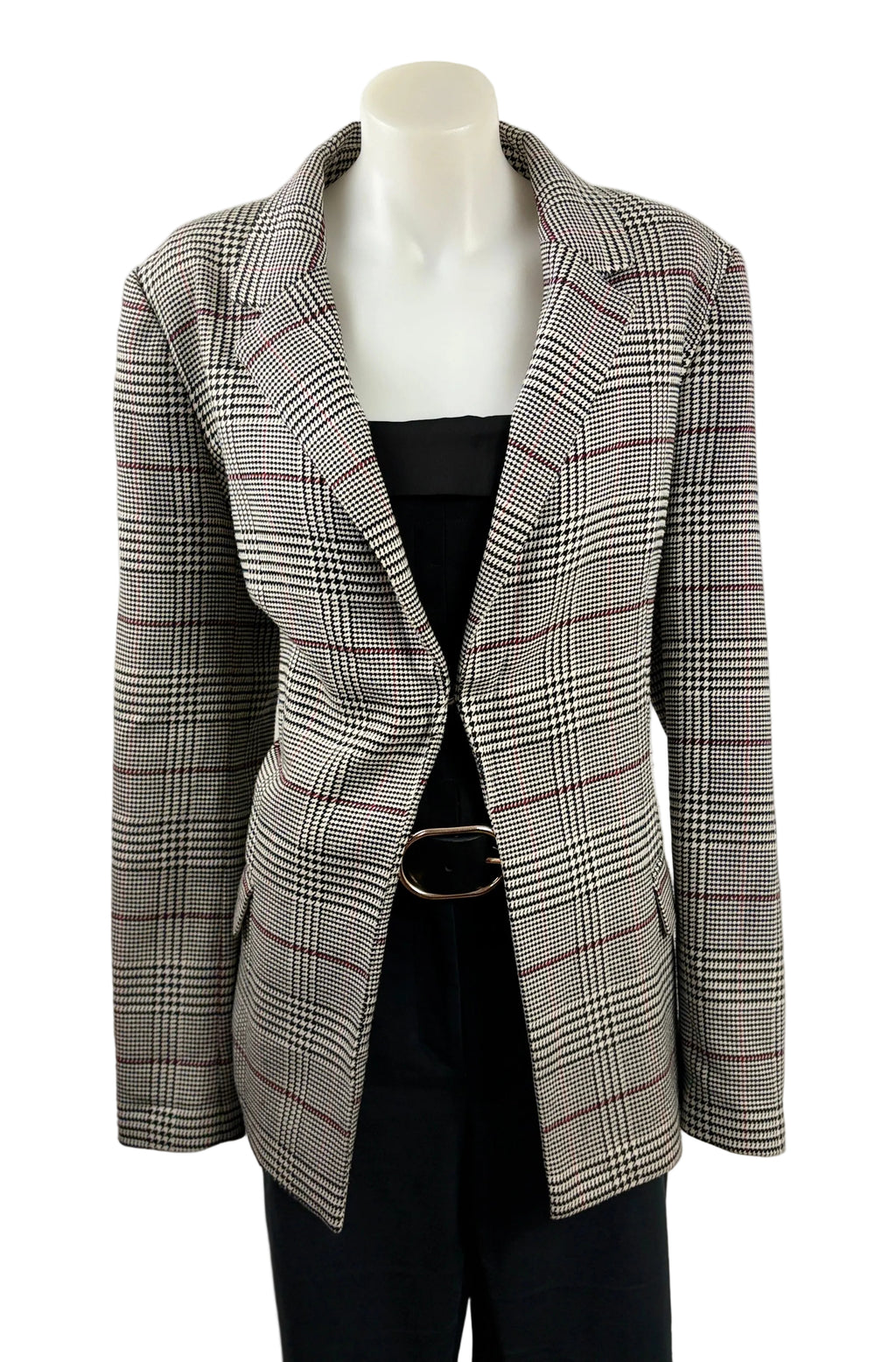 Sportsgirl | Houndstooth Plaid Check Blazer | Size 12