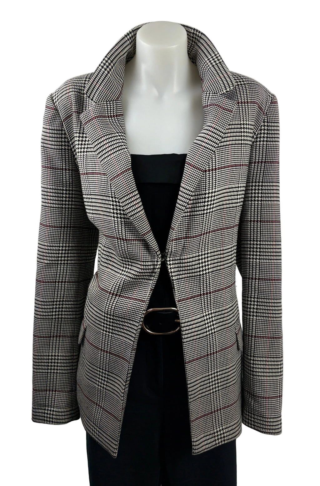 Sportsgirl | Houndstooth Plaid Check Blazer | Size 12