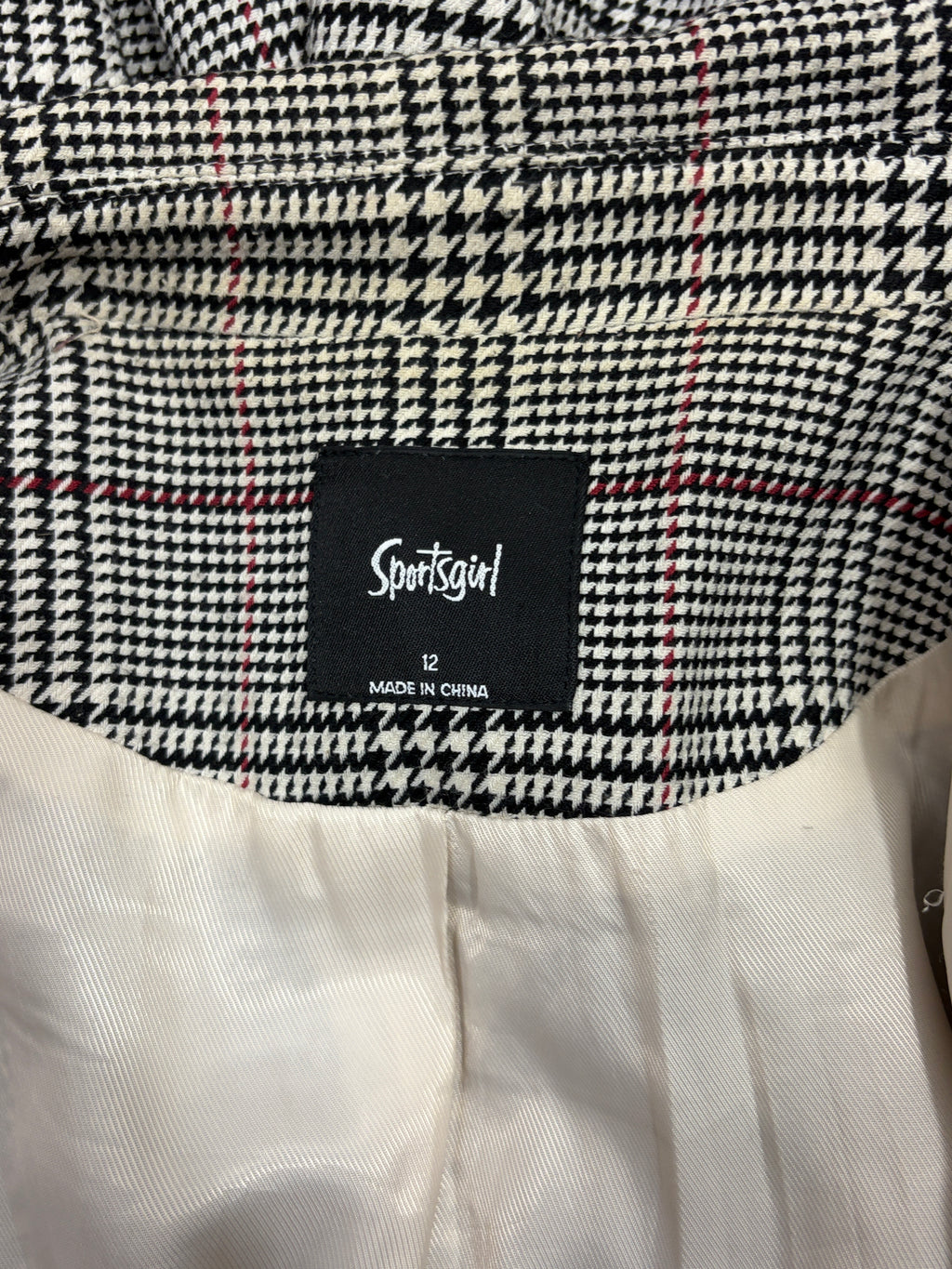 Sportsgirl | Houndstooth Plaid Check Blazer | Size 12