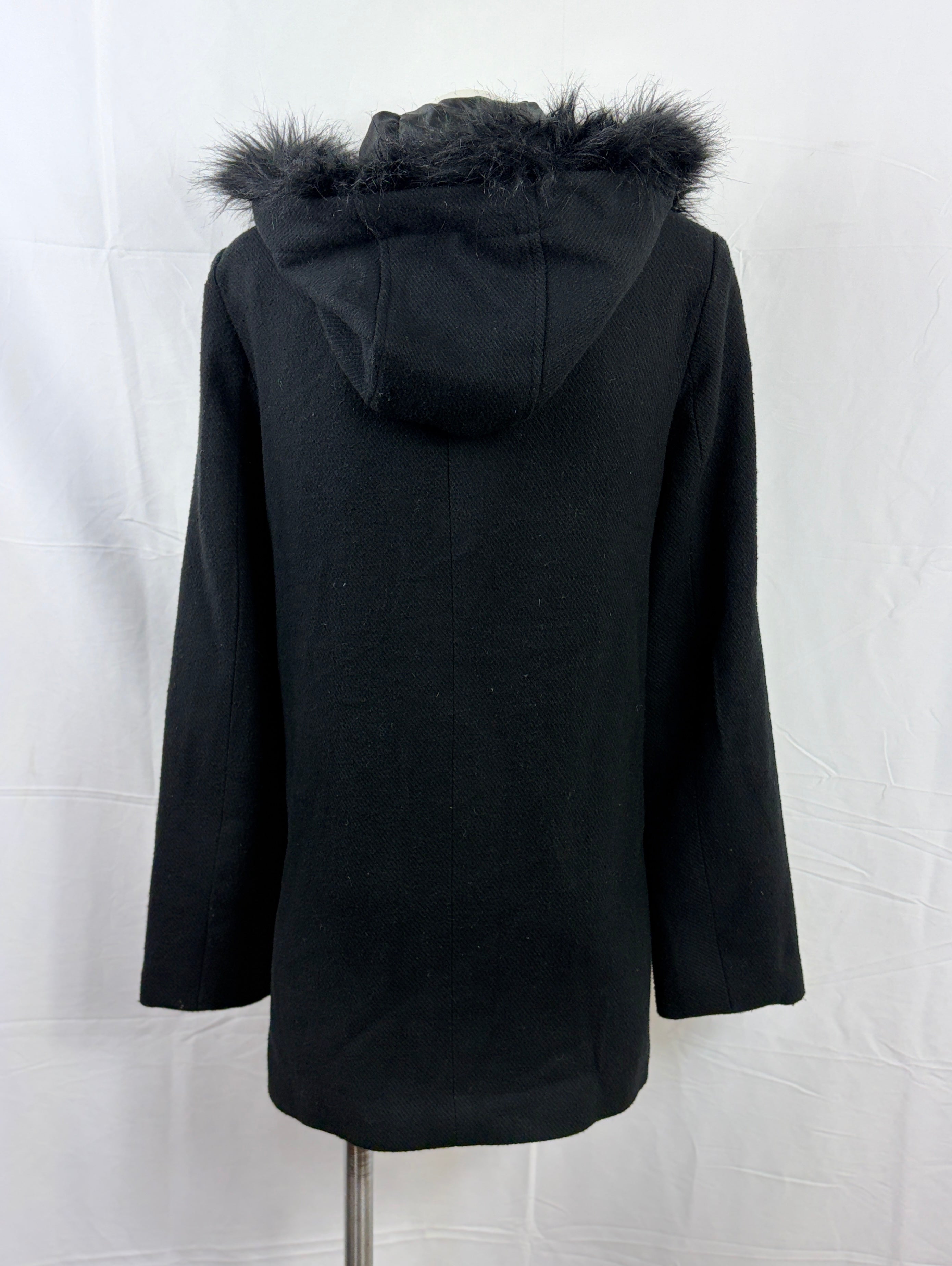 Khoko Collection Wool Blend Removable Faux Fur-Trim Hooded Coat