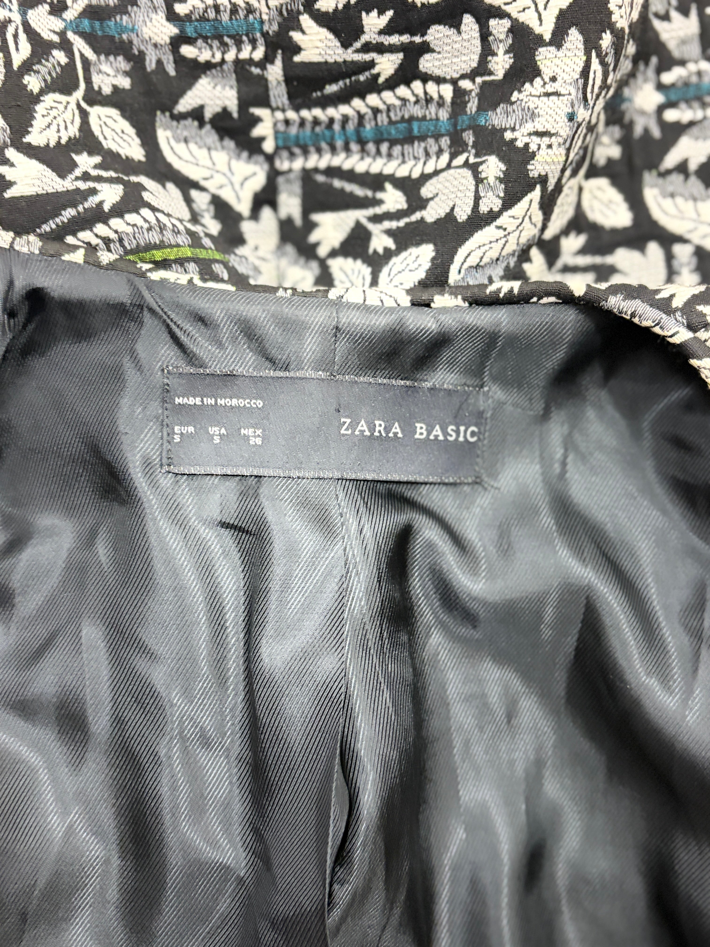 Zara Embroidered Longline Coat — Botanical Jacquard