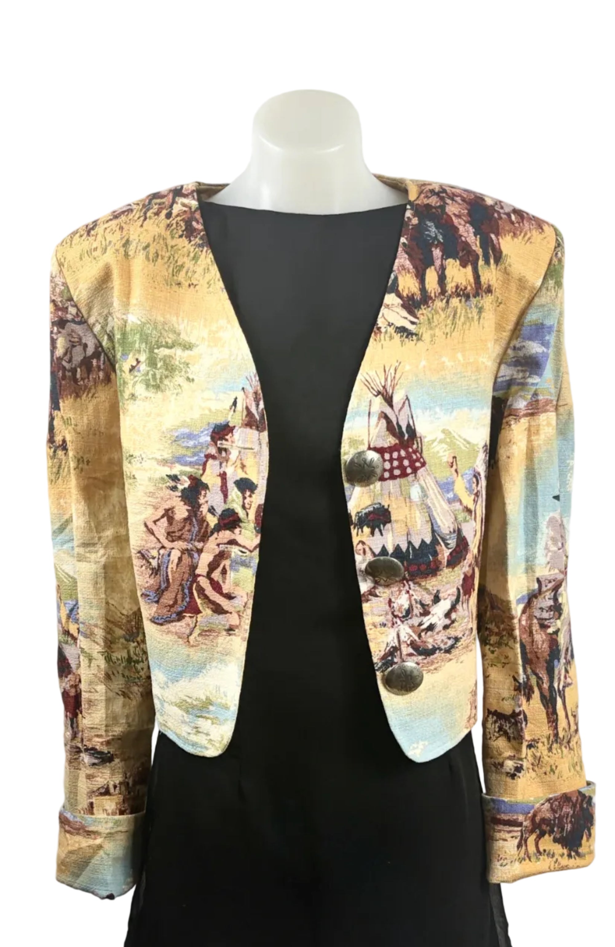 Tortilla Flats Cropped Western Tapestry Jacket