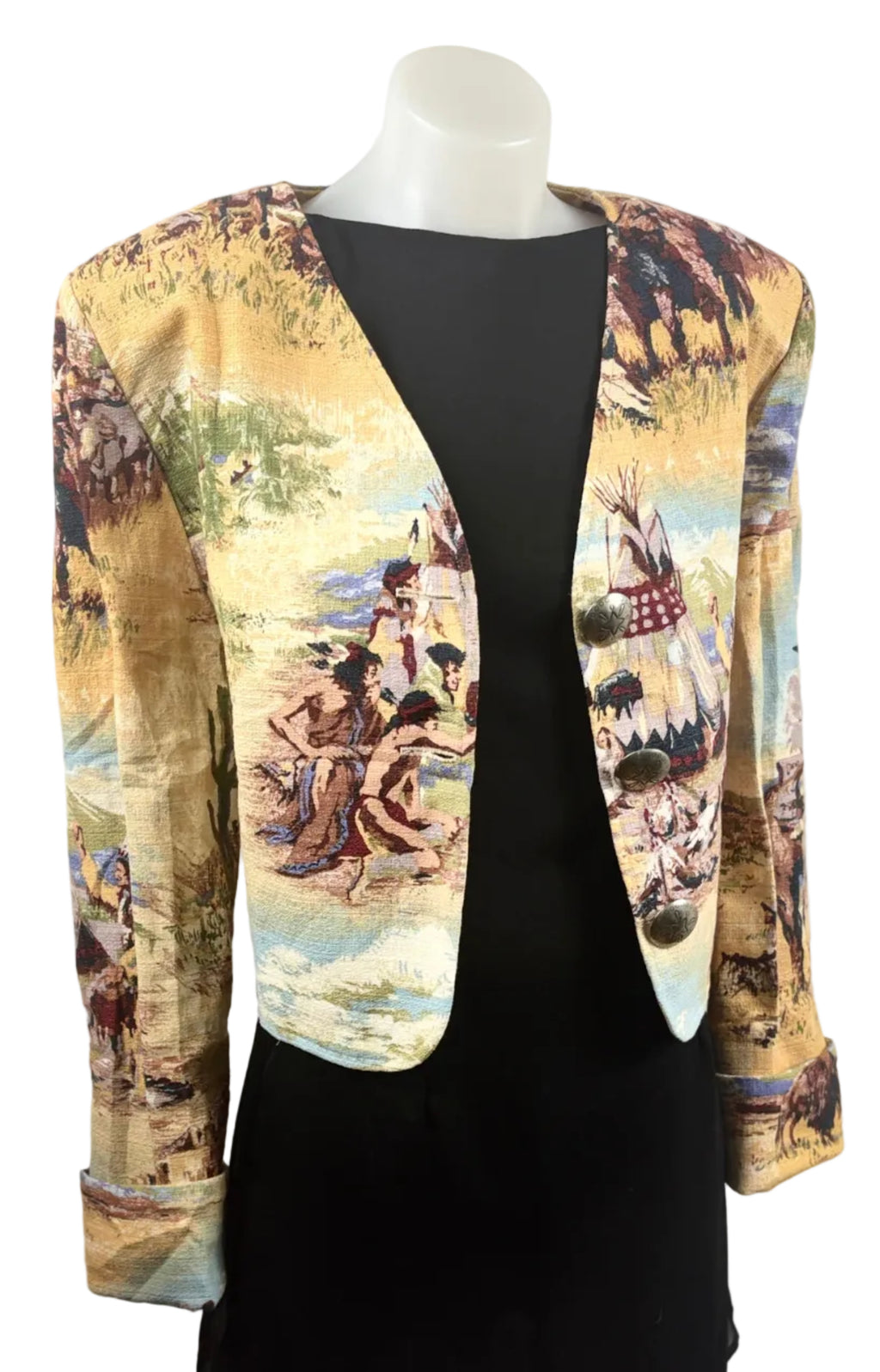 Tortilla Flats Cropped Western Tapestry Jacket