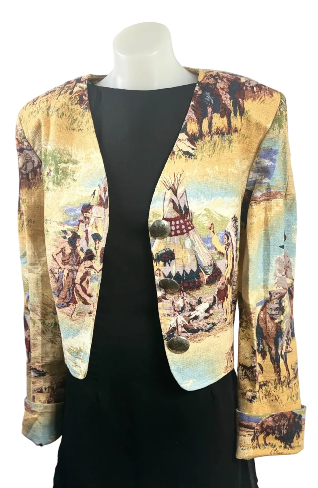 Tortilla Flats Cropped Western Tapestry Jacket