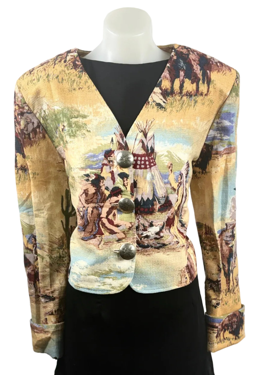 Tortilla Flats Cropped Western Tapestry Jacket